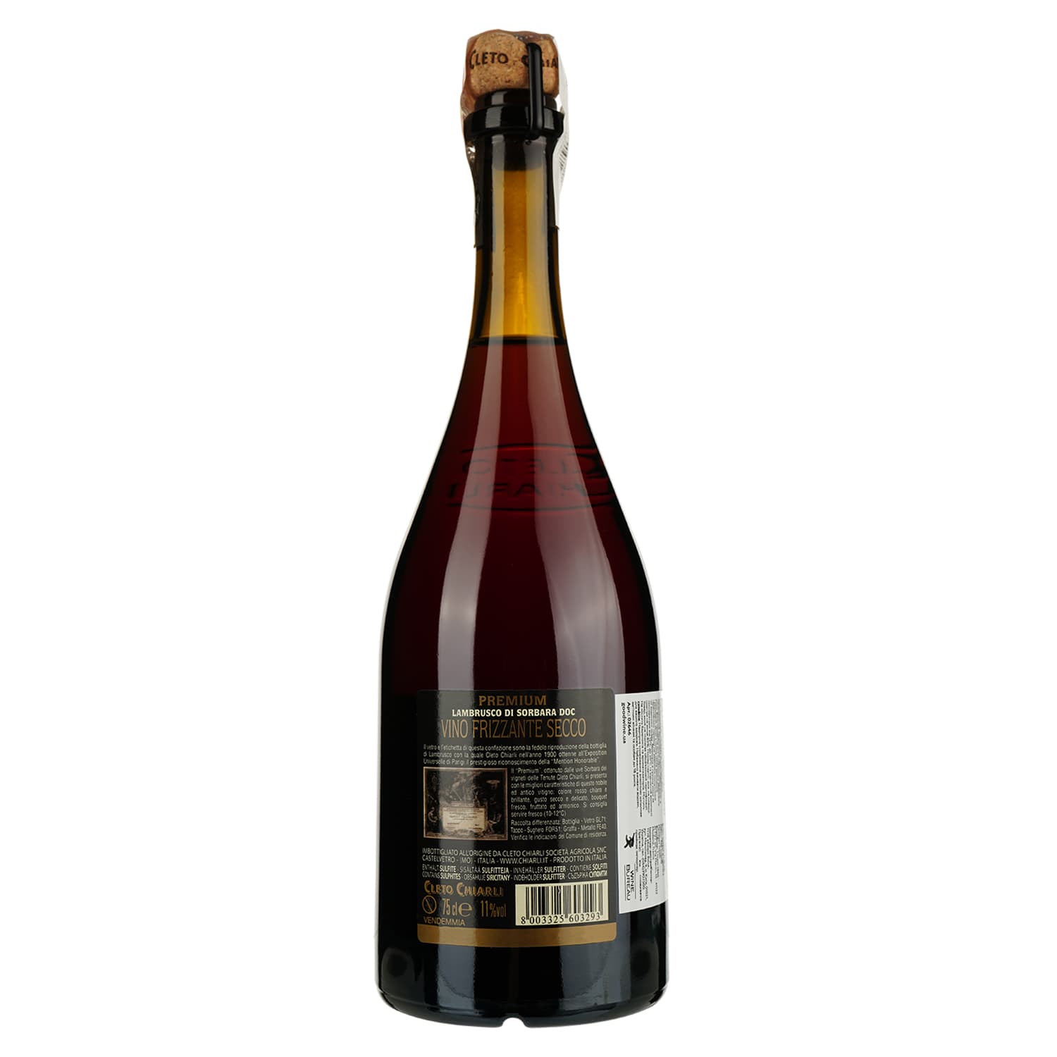 Ігристе вино Cleto Chiarli Lambrusco di Sorbara Premium, 11%, 0,75 л - зображення 2
