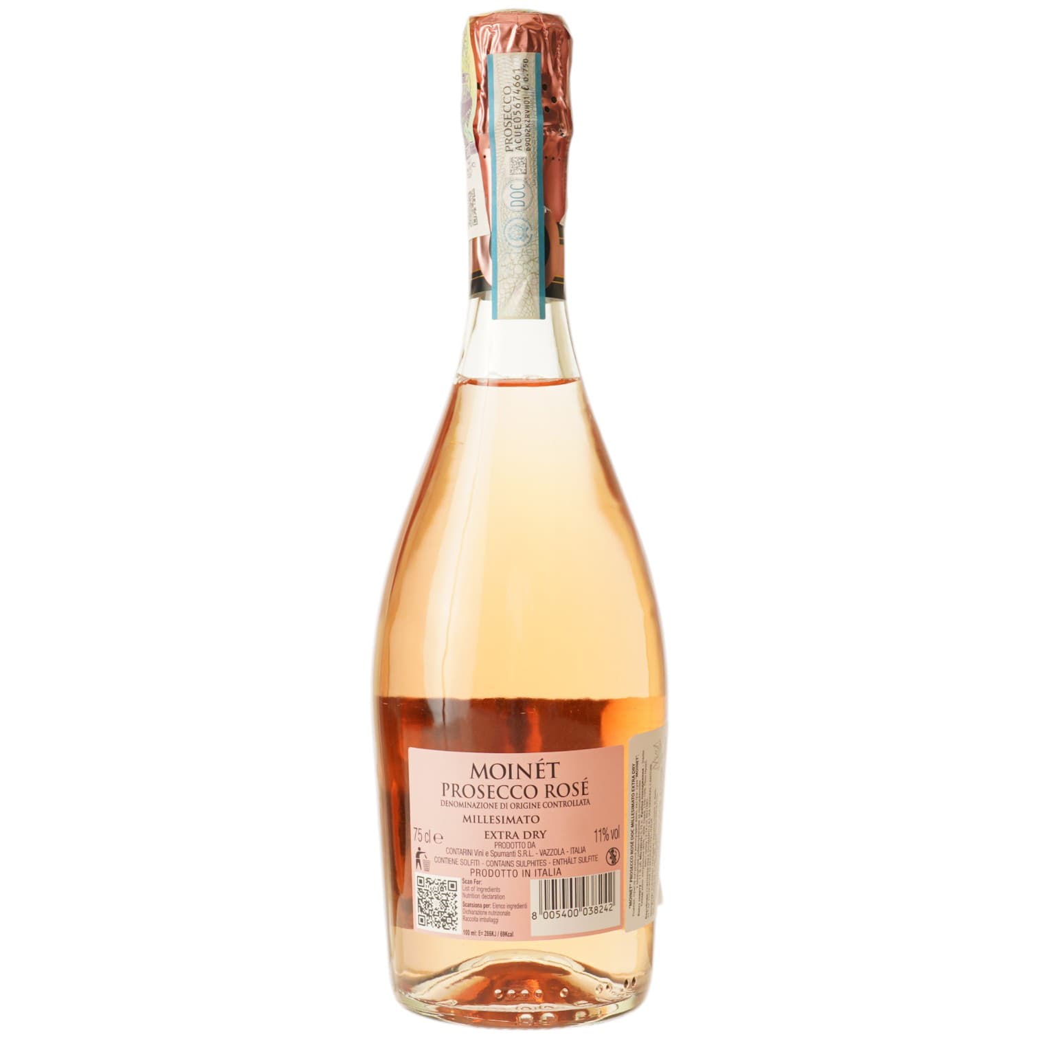 Вино ігристе Moinet Prosecco Rose DOC рожеве екстра сухе 0.75 л - зображення 3
