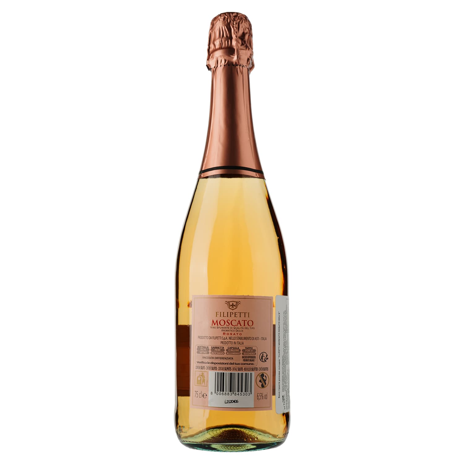 Вино ігристе Filipetti Perlino Moscato Rosato 6.5% 0.75 л (8000018937576) - зображення 2