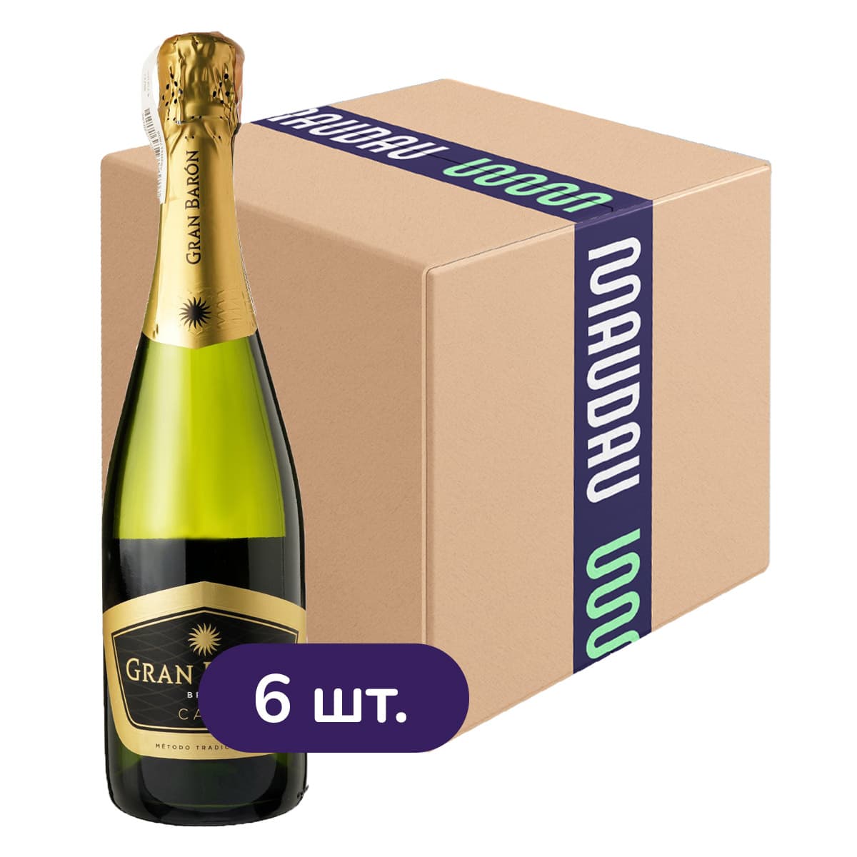 Вино ігристе Gran Baron Cava Brut біле брют 4.5 л (0.75 л х 6 шт.) - зображення 1