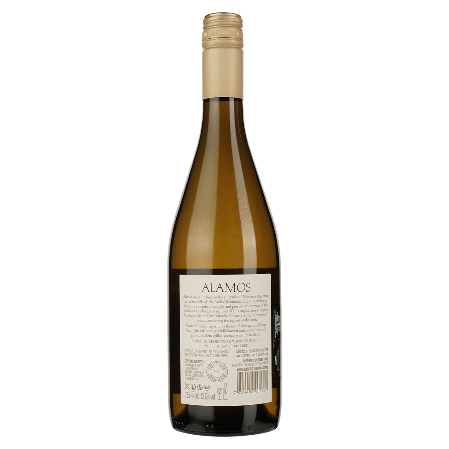 Вино Alamos Chardonnay, біле, сухе, 13,5%, 0,75 л - зображення 2