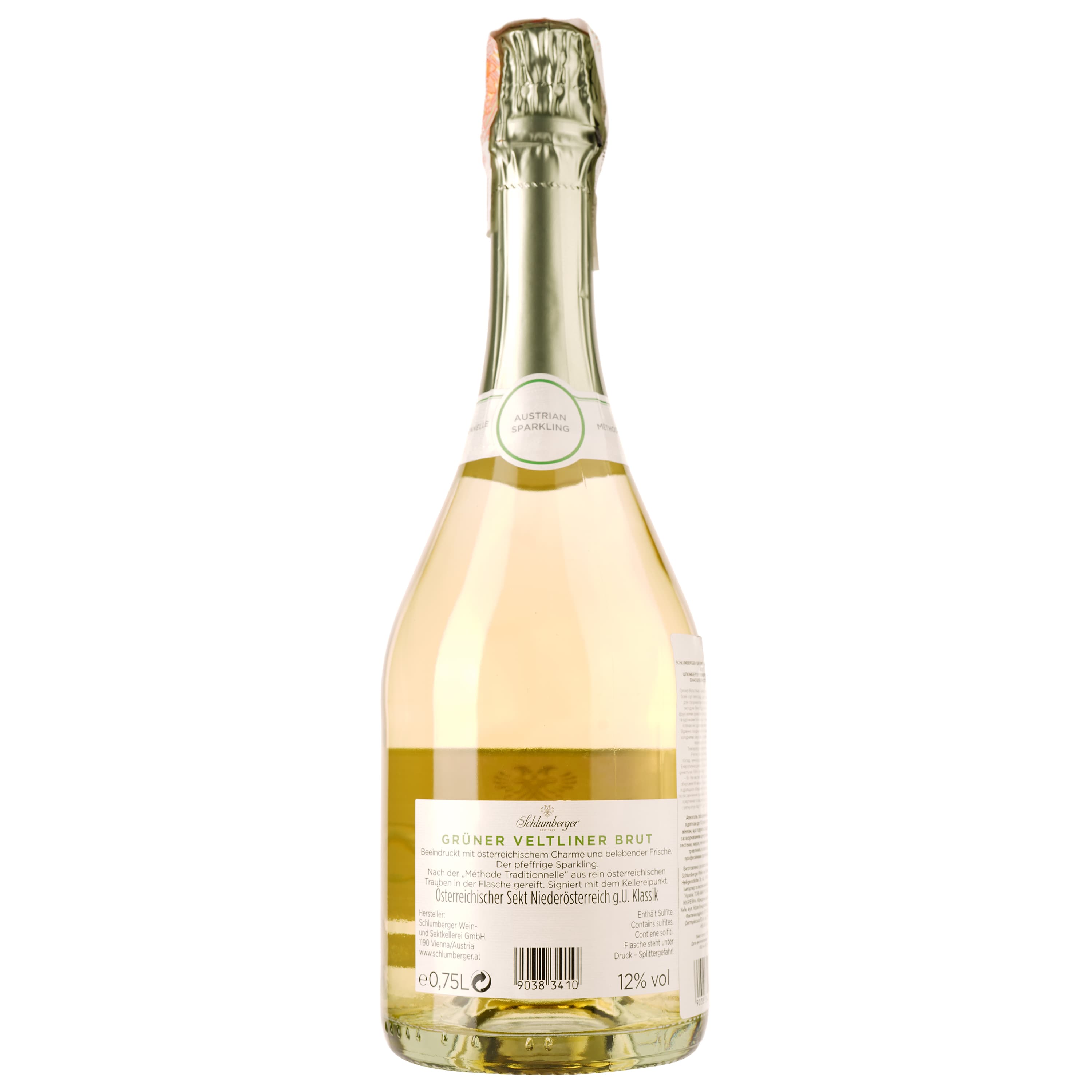Ігристе вино Schlumberger Gruner Veltliner, біле, брют, 12%, 0,75 л - зображення 2