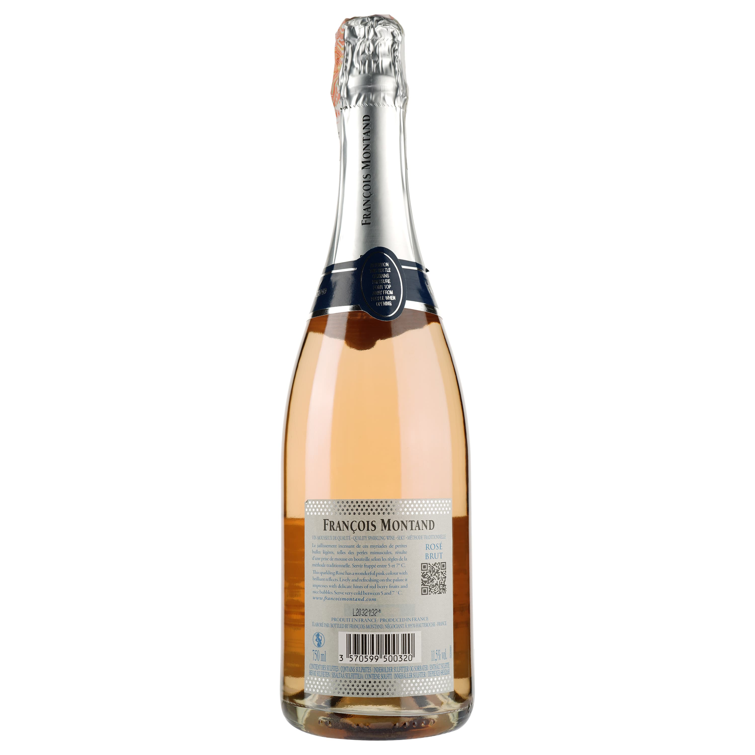 Вино ігристе Francois Montand Brut Rose, рожеве, брют, 11%, 0,75 л (27770) - зображення 2