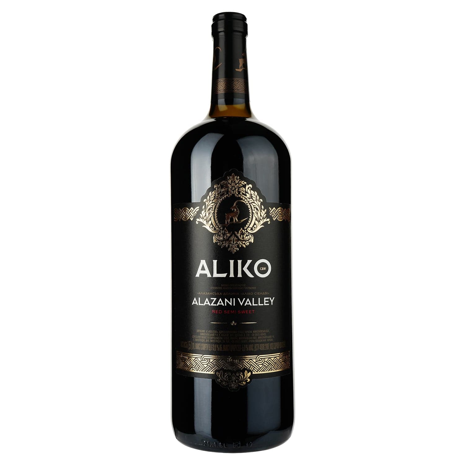 Вино Aliko Алазанська долина, червоне, напівсолодке, 9-13%, 1,5 л - зображення 1