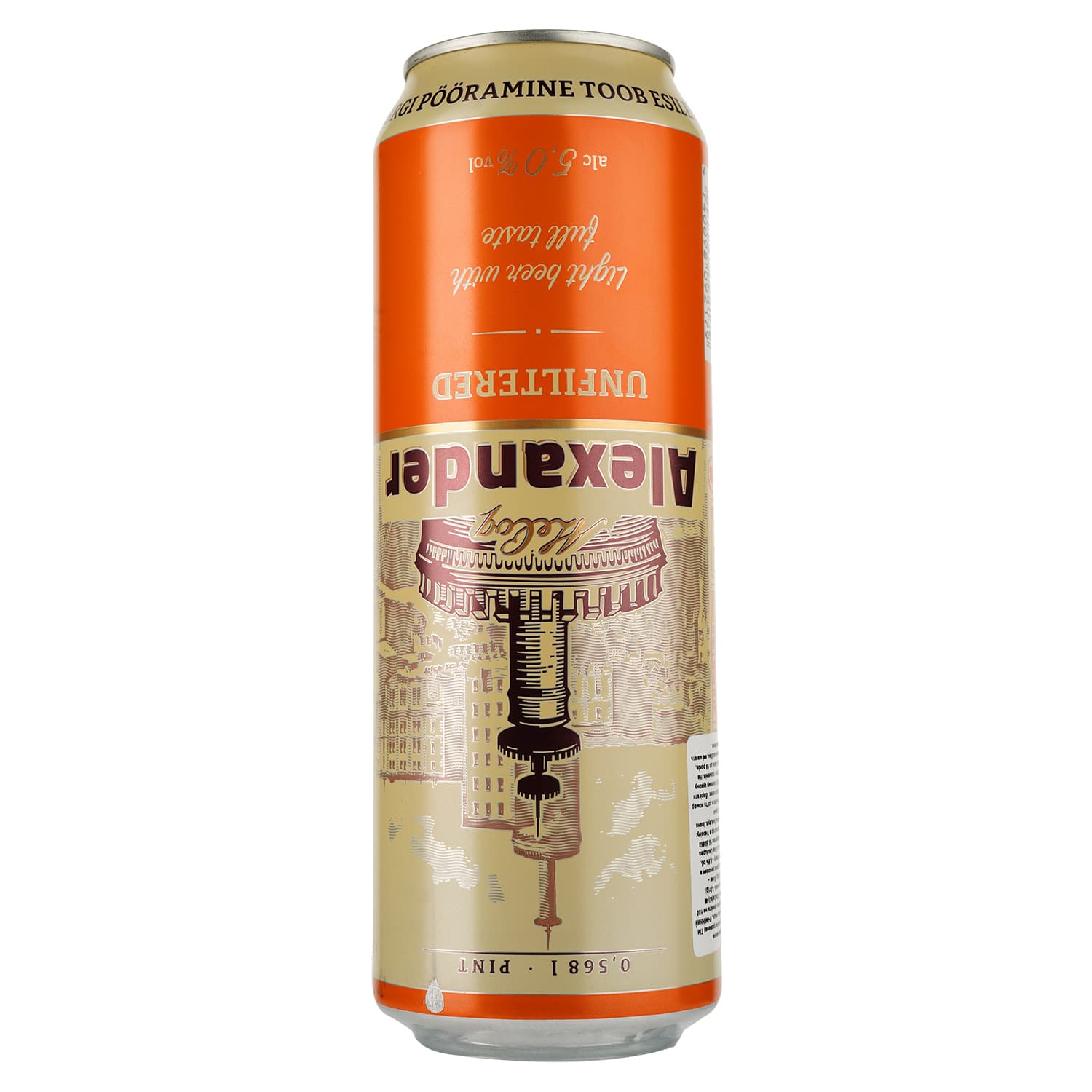 Пиво A. Le Coq Alexander Unfiltered, світле, нефільтроване, 5%, з/б, 0,568 л - зображення 1