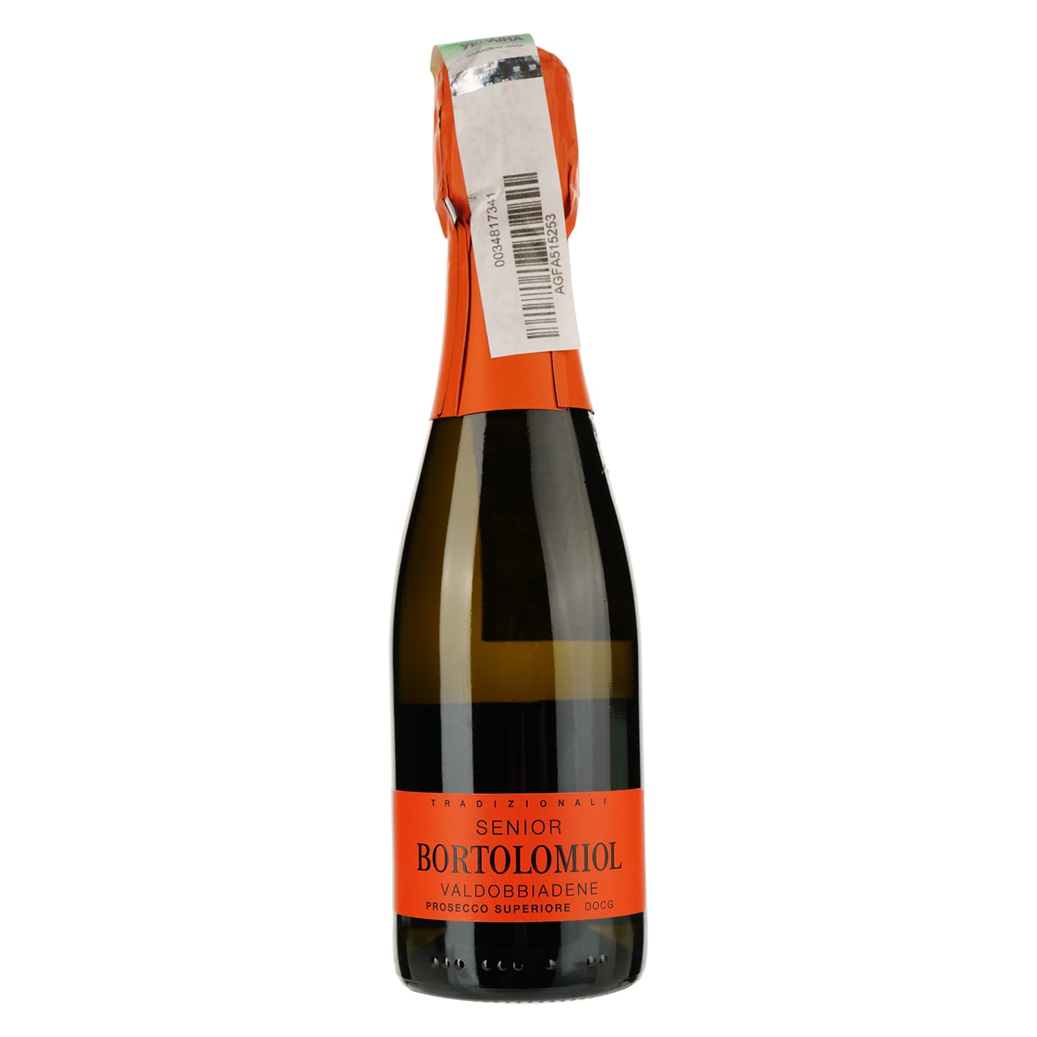 Вино ігристе Bortolomiol Senior Valdobbiadene Prosecco Superiore, біле, екстра-сухе, 11,5%, 0,2 л (Q0726) - зображення 1