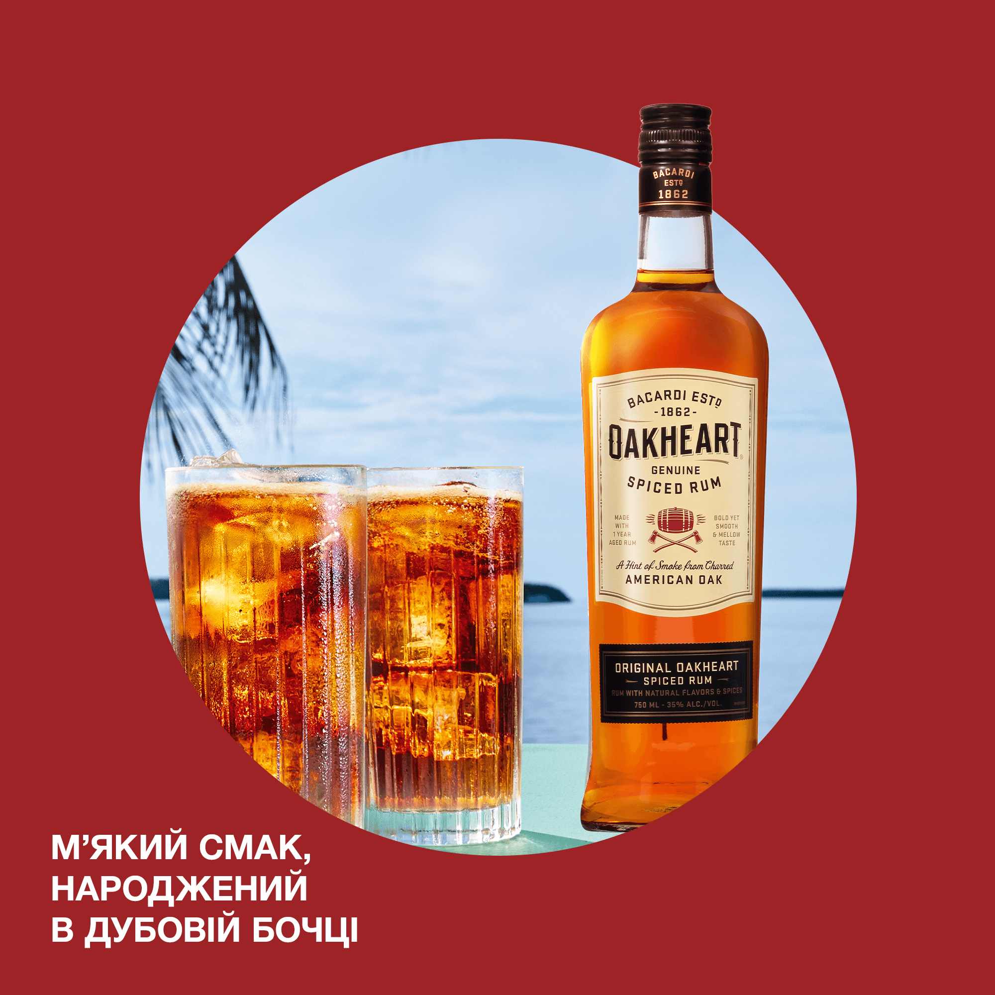 Спиртний напій на основі рому Bacardi Oakheart Original 35% 1 л - зображення 2