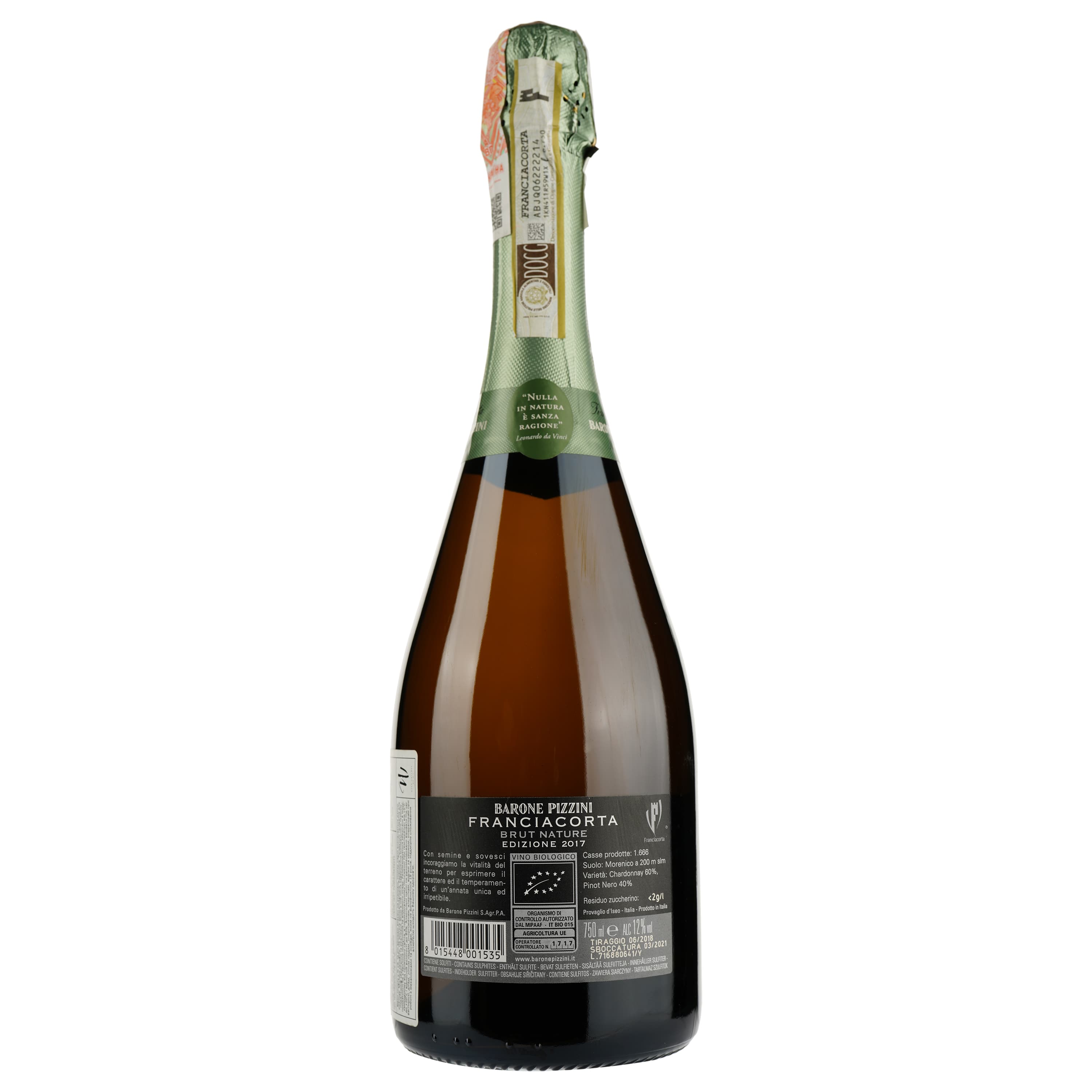Ігристе вино Barone Pizzini Naturae Franciacorta DOCG Edizione 2017, біле, екстра брют, 0,75 л - зображення 2