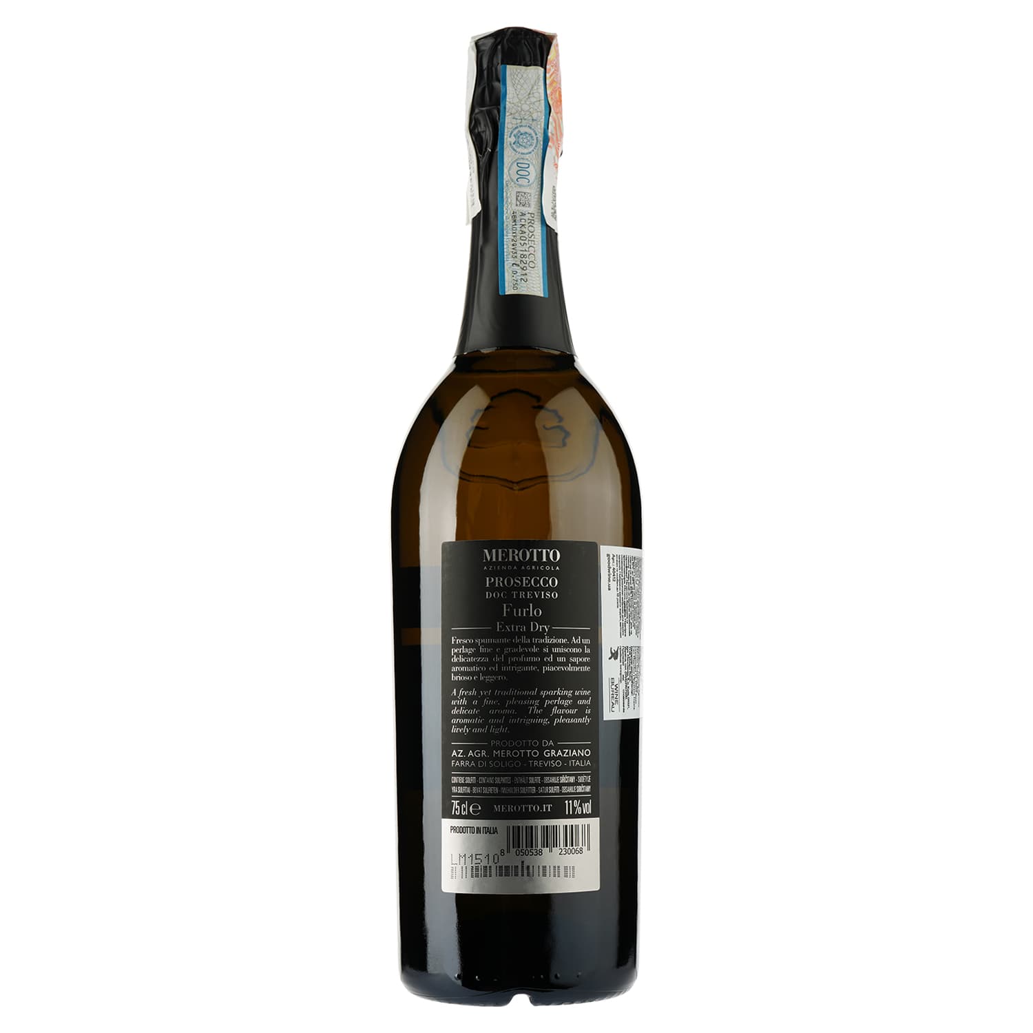 Вино ігристе Merotto Furlo Prosecco Extra Dry, біле, екстра-сухе, 11%, 0,75 л (40412) - зображення 2