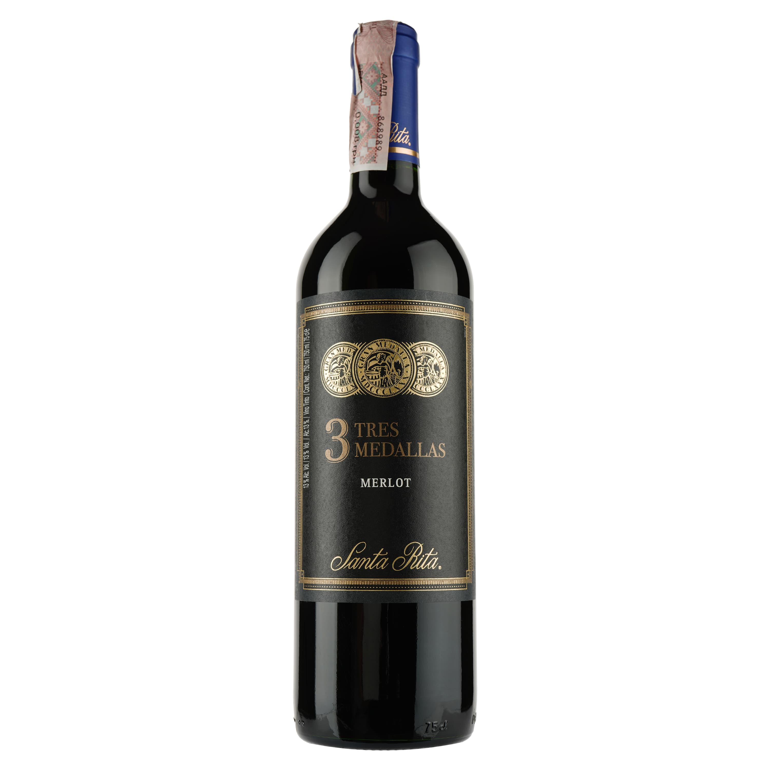 Вино Santa Rita Tres Medallas Merlot, червоне, сухе, 13%, 0,75 л - зображення 1