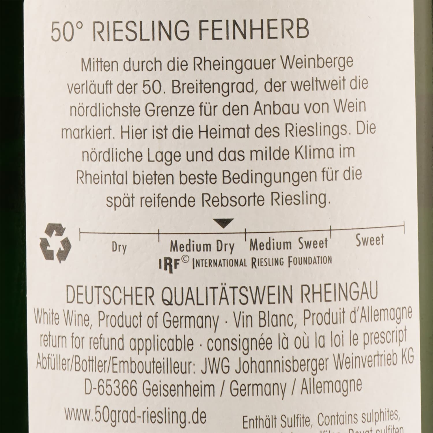 Вино Schloss Johannisberger, 50° Riesling Medium, біле, напівсолодке, 0,75 л - зображення 3