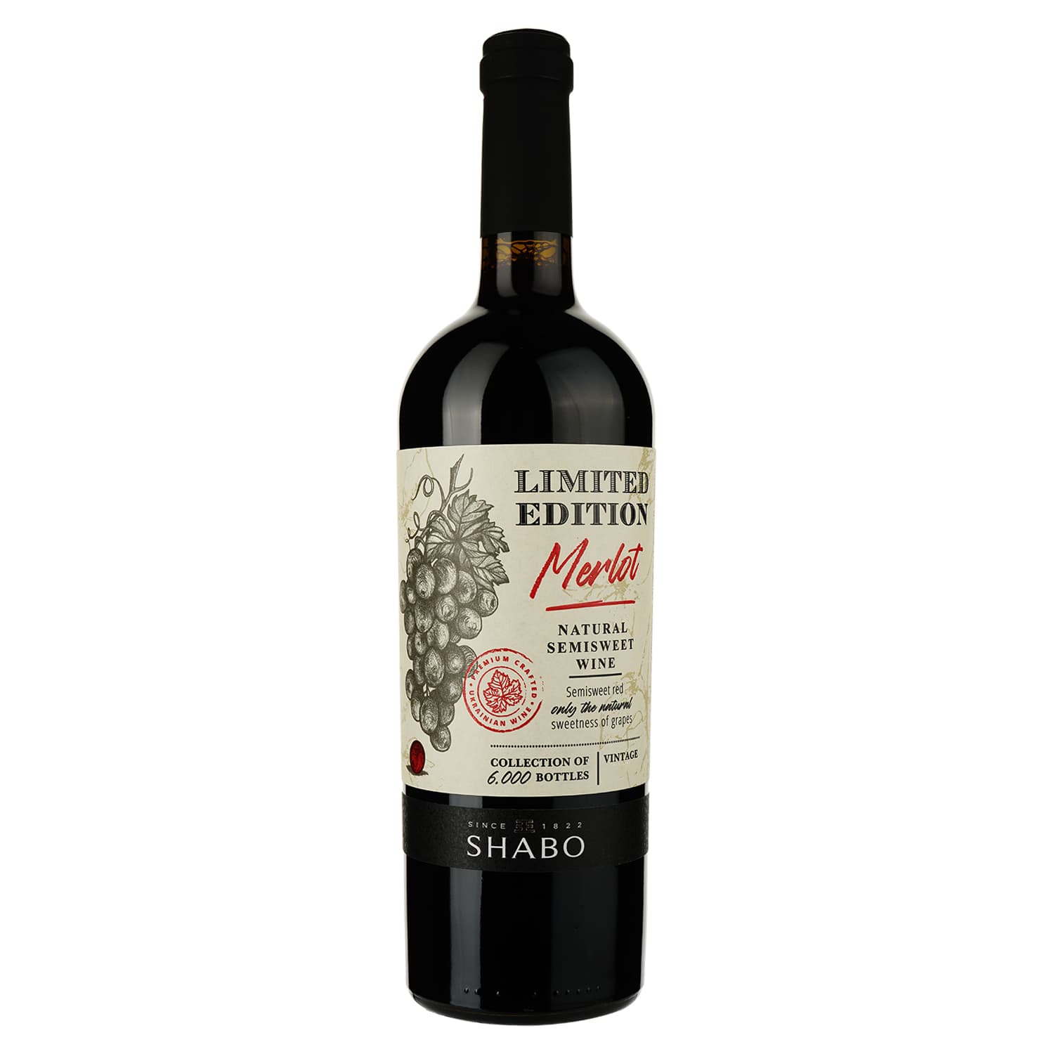 Вино Shabo Limited Edition Мерло, червоне, напівсолодке, 10,8%, 0,75 л - зображення 1