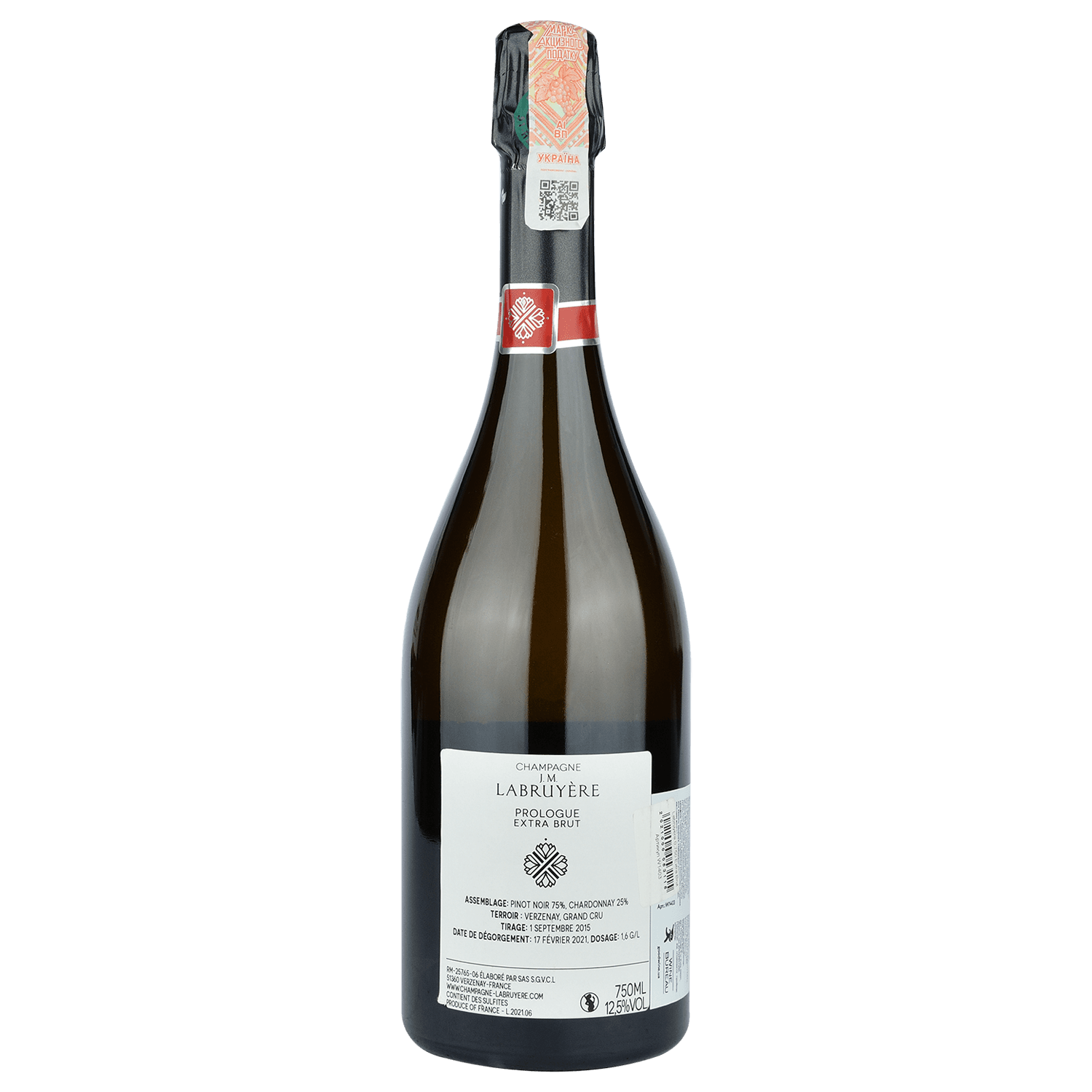 Шампанське J.M. Labruyere Prologue Grand Cru, біле, екстра-брют, 0,75 л (W1403) - зображення 2