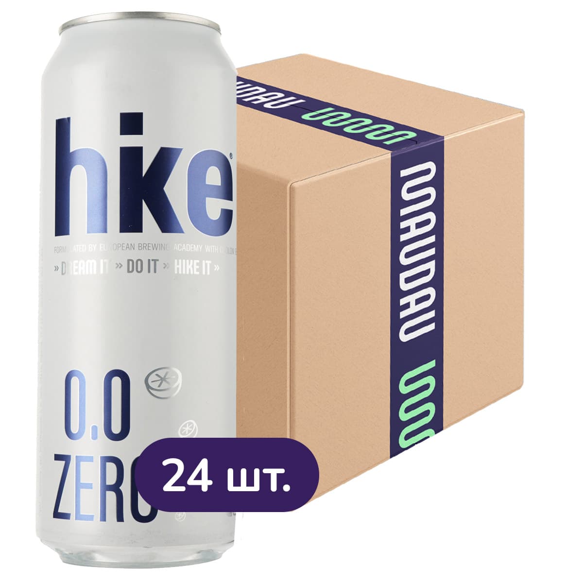 Упаковка пива безалкогольне Hike Zero світле 0% 12 л (0.5 л х 24 шт.) з/б - зображення 1