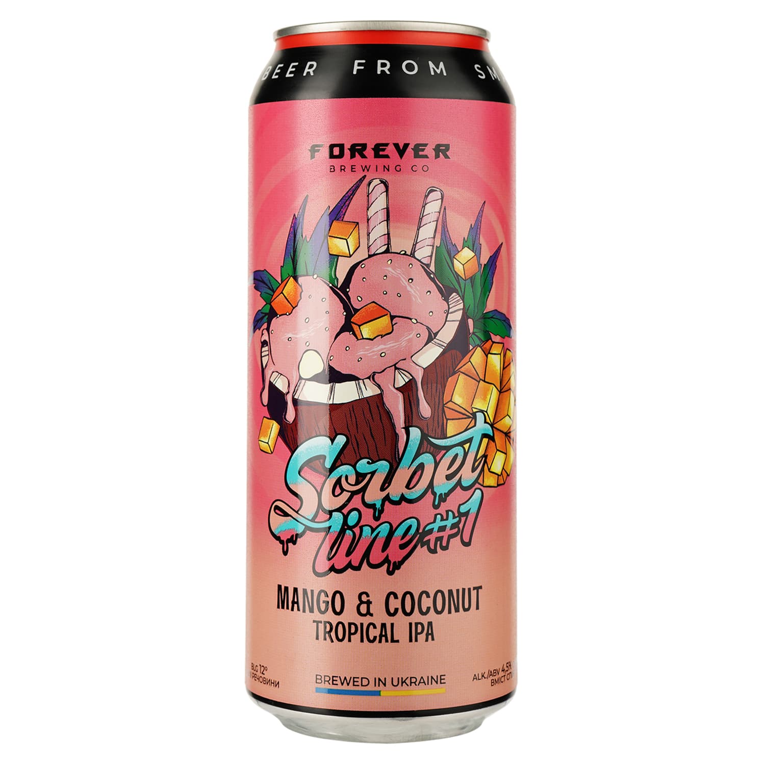 Пиво Volynski Browar Forever Mango&Coconut світле нефільтроване 4.5% з/б 0.5 л - зображення 1