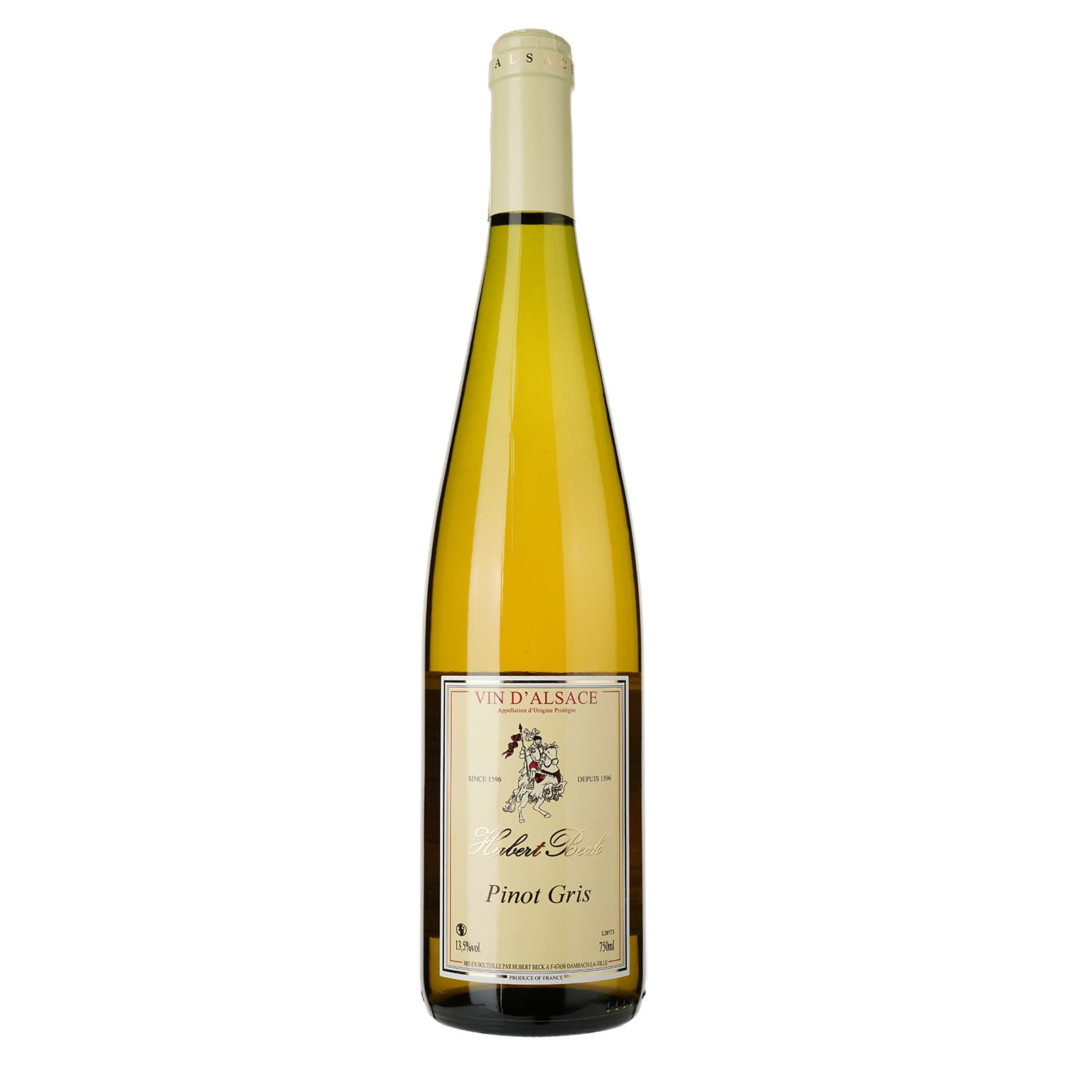 Вино Hubert Beck Pinot Gris, біле, сухе, 13,5%, 0,75 л (37828) - зображення 1