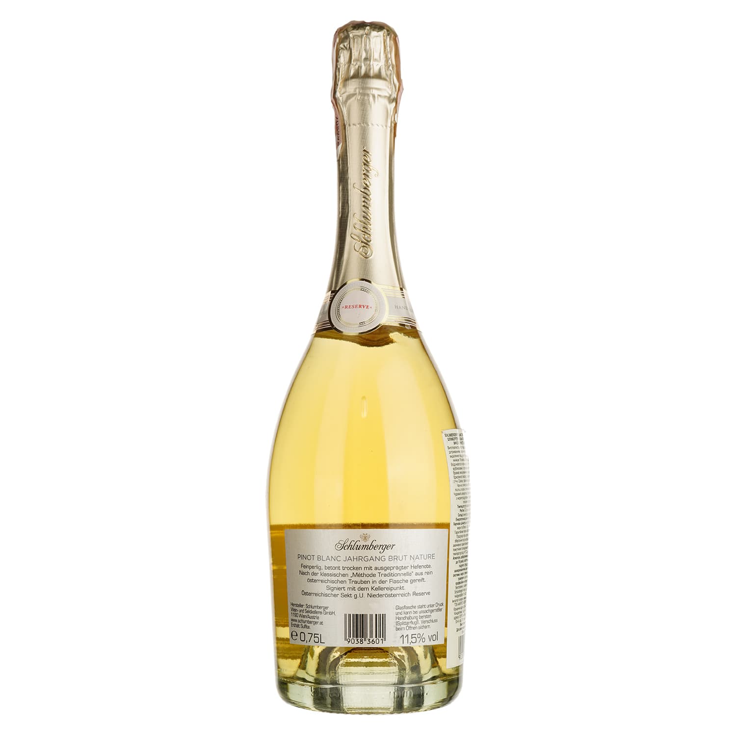Ігристе вино Schlumberger Reserve Pinot Blanc brut nature, біле, брют, 11,5%, 0,75 л - зображення 2