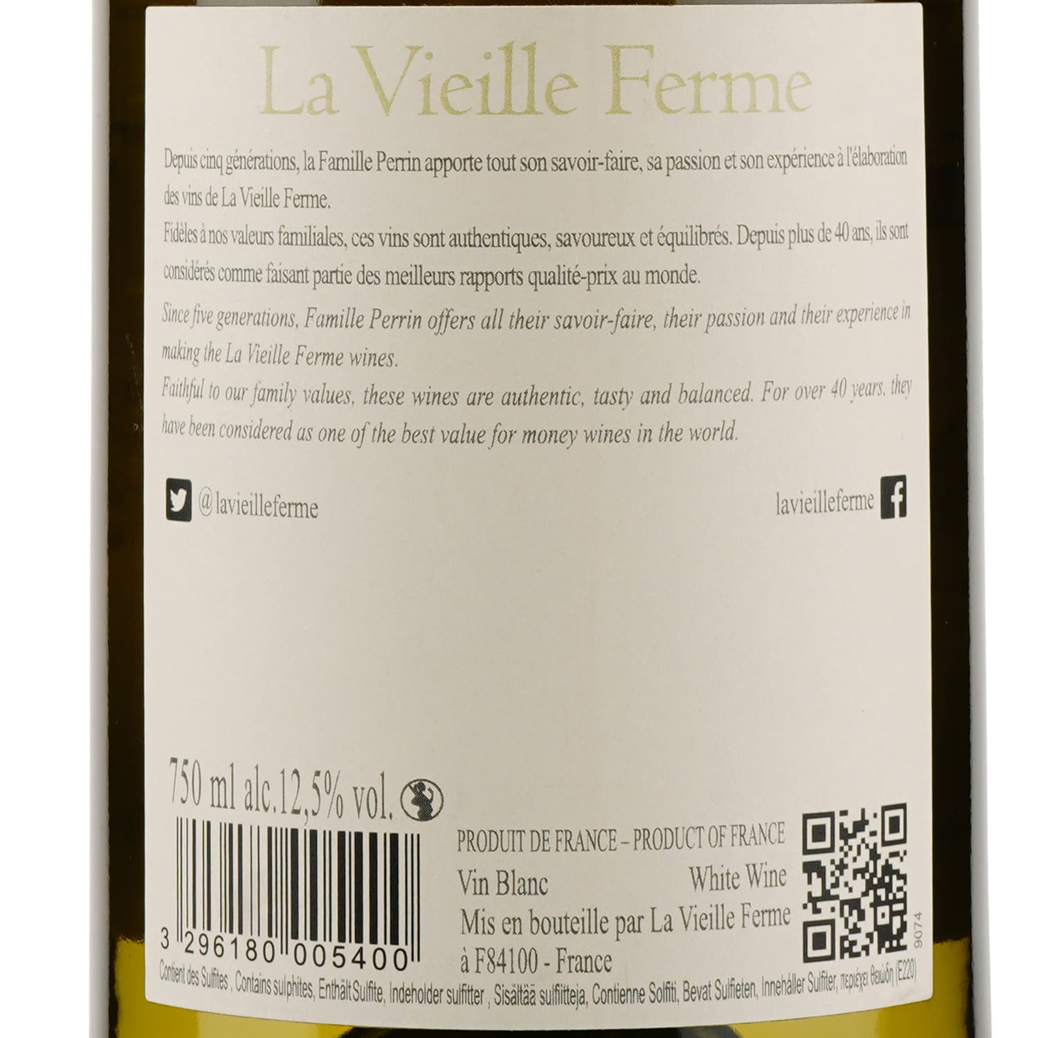 Вино La Vieille Ferme Perrin et Fils, біле, сухе, 12,5%, 0,75 л - зображення 3