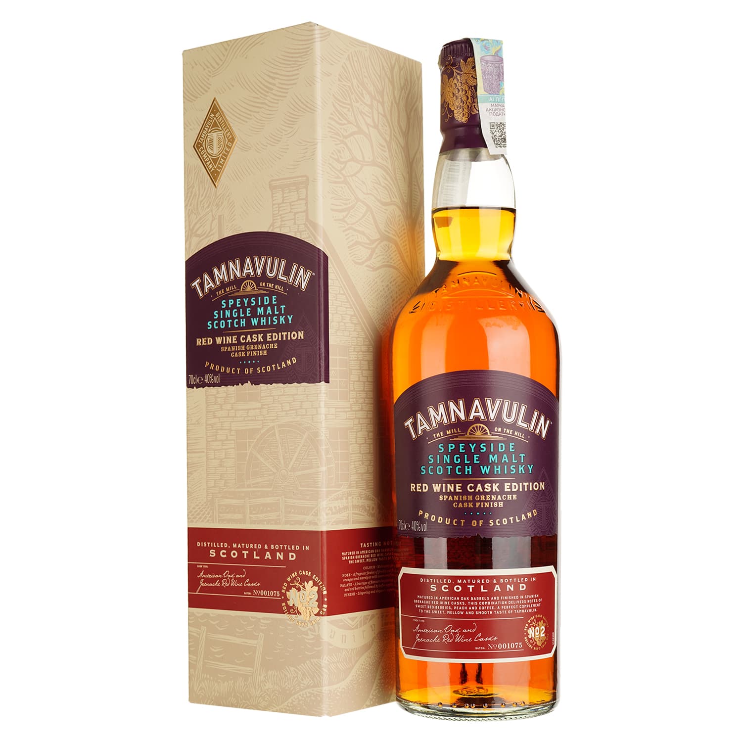 Віскі Tamnavulin Red Wine Cask Edition Single Malt Scotch Whisky, 40%, 0,7 л - зображення 1