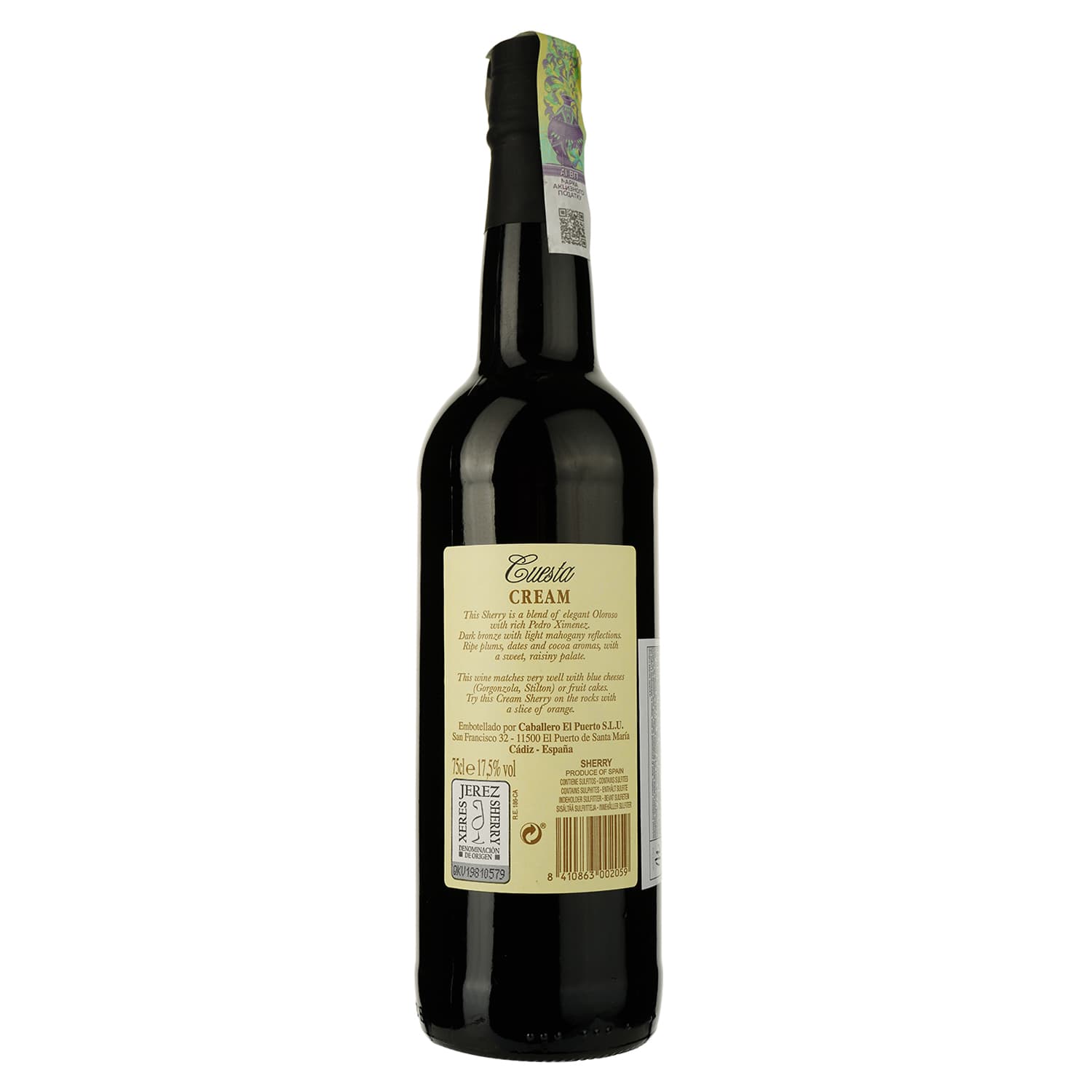 Вино Luis Caballero Cuesta Cream Sherry, біле, солодке, 0,75 л - зображення 2