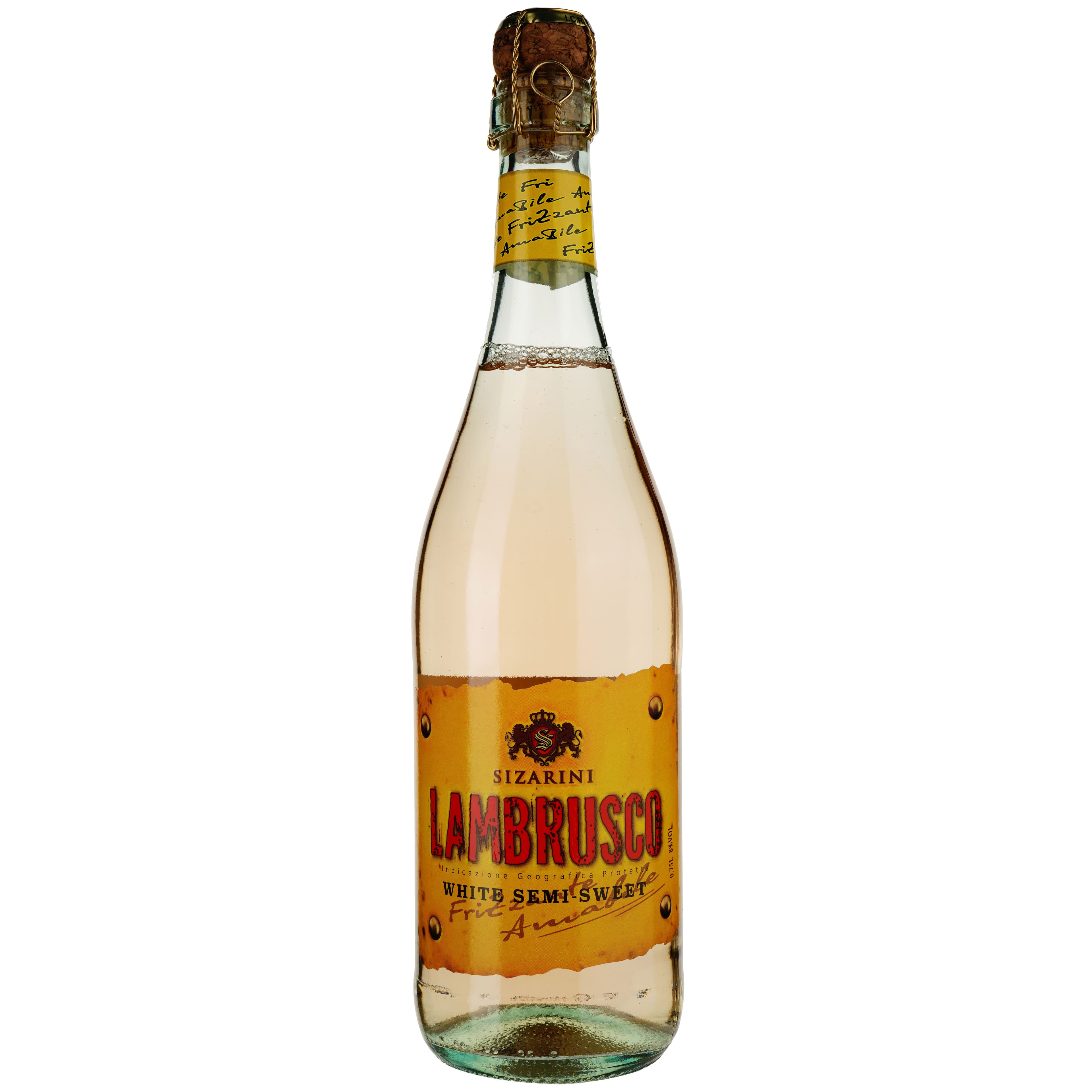 Вино Sizarini Lambrusco ігристе, біле, напівсолодке, 0,75 л (478689) - зображення 1