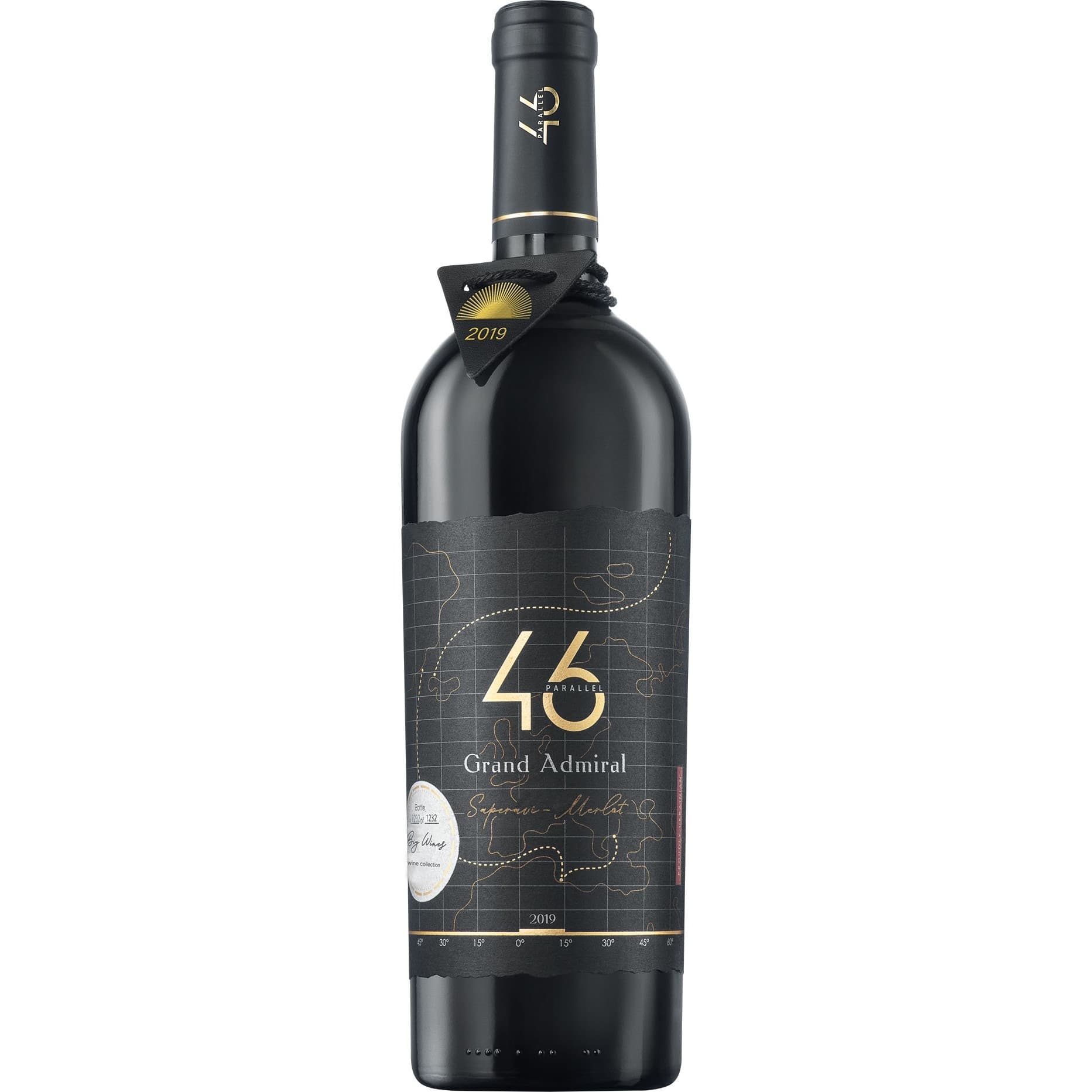 Вино 46 Parallel Grand Admiral Saperavi Merlot марочне 2019 червоне сухе 0.75 л 13.5% (4820233641131)