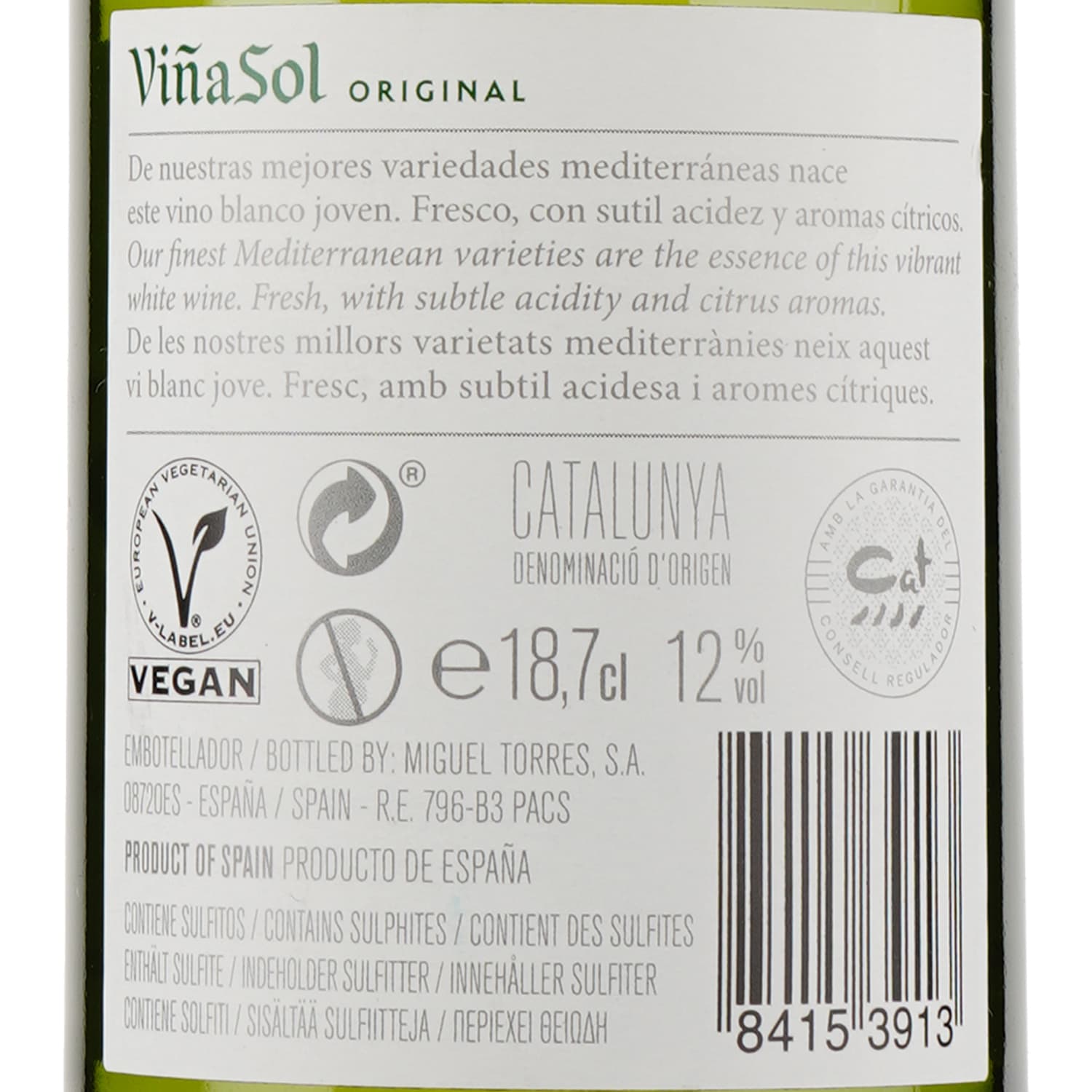 Вино Torres Vina Sol, біле, сухе, 0,187 л - зображення 3