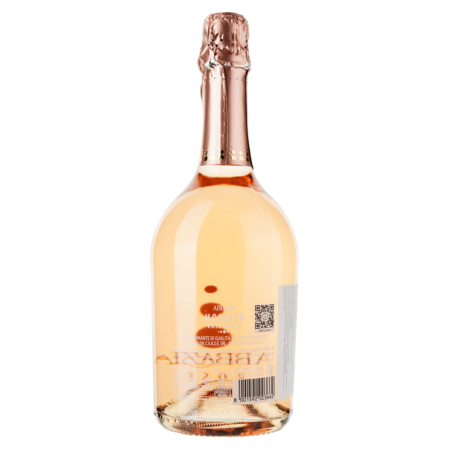 Ігристе вино Abbazia Moscato Spumante Rose, рожеве, напівсолодке, 0.75 л - зображення 2
