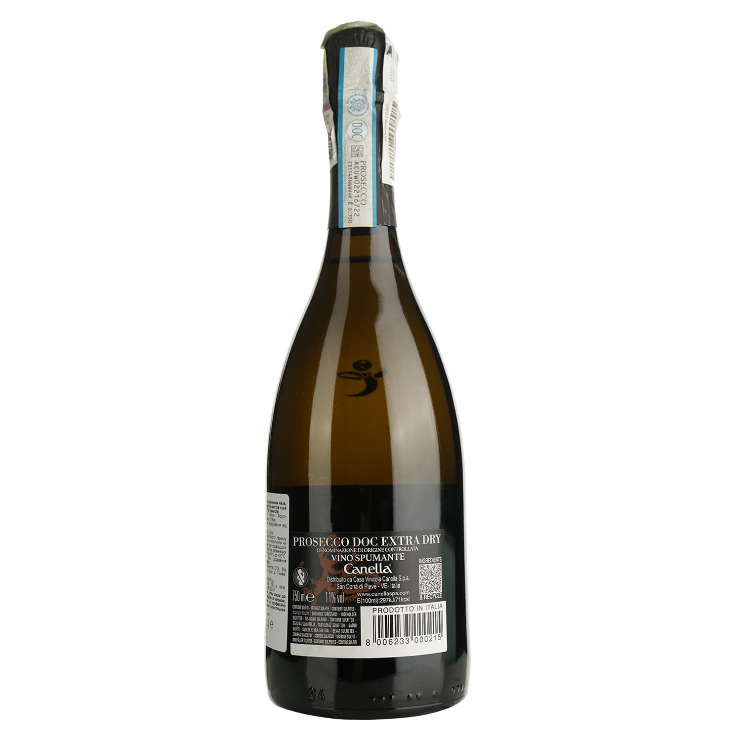 Вино ігристе Canella Prosecco, біле, сухе, 11%, 0,75 л (487113) - зображення 2