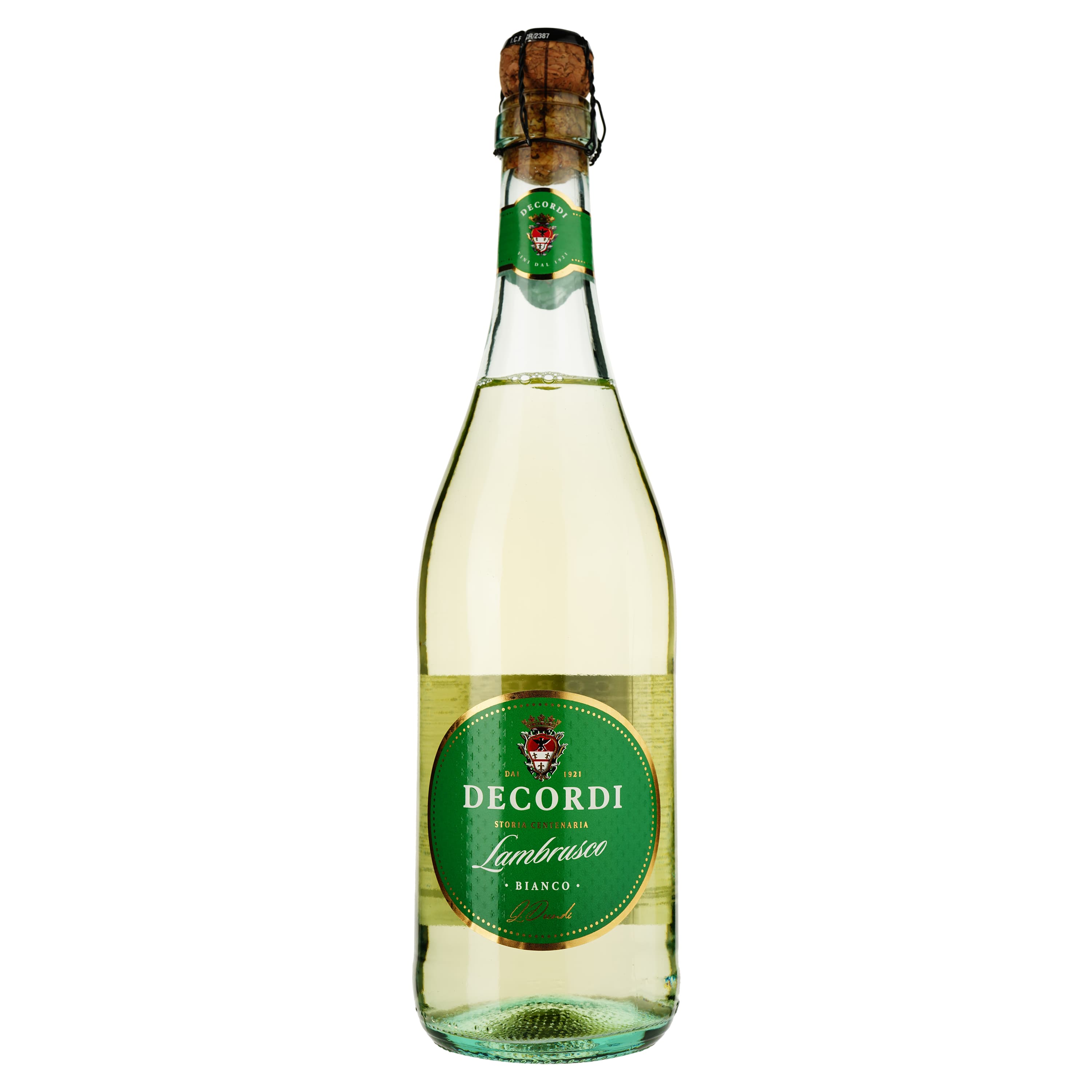 Вино ігристе Decordi Lambrusco Bianco Amabile IGT, біле, напівсолодке, 8%, 0,75 л - зображення 1