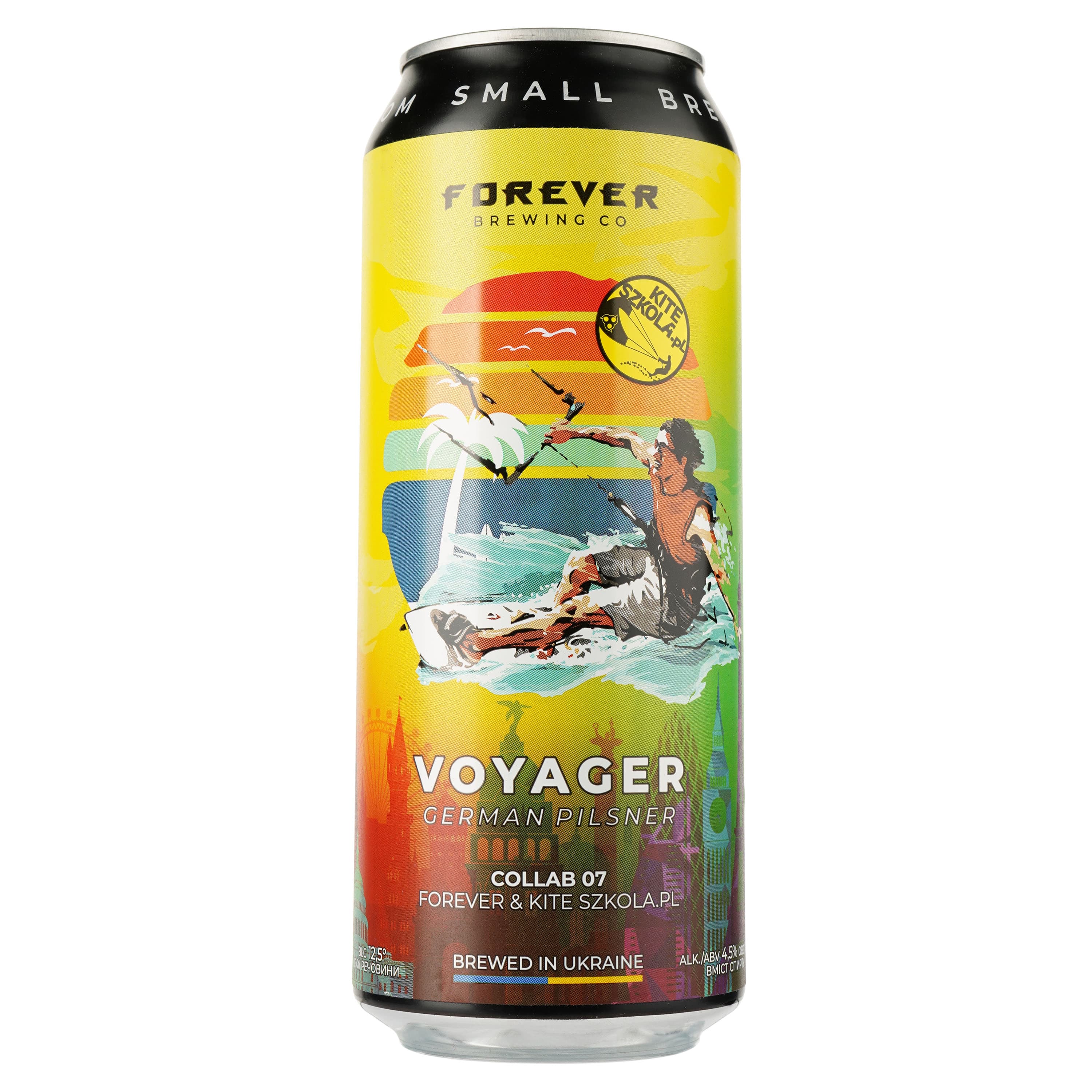 Пиво Forever Voyager, світле, нефільтроване, 4,5%, з/б, 0,5 л - зображення 1