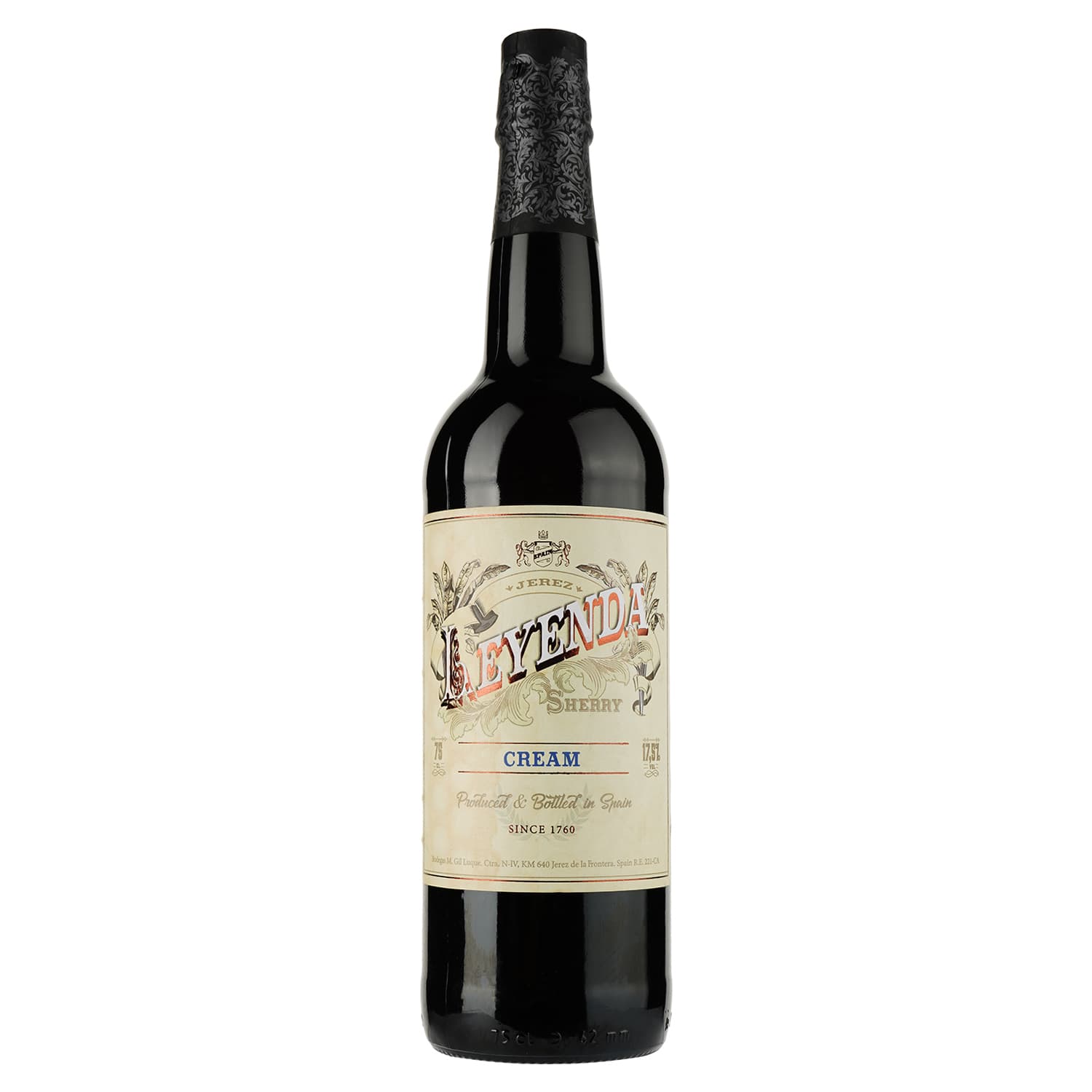 Вино Valdespino Cream Leyenda, херес, біле кріплене, 17,5%, 0,75 л - зображення 1