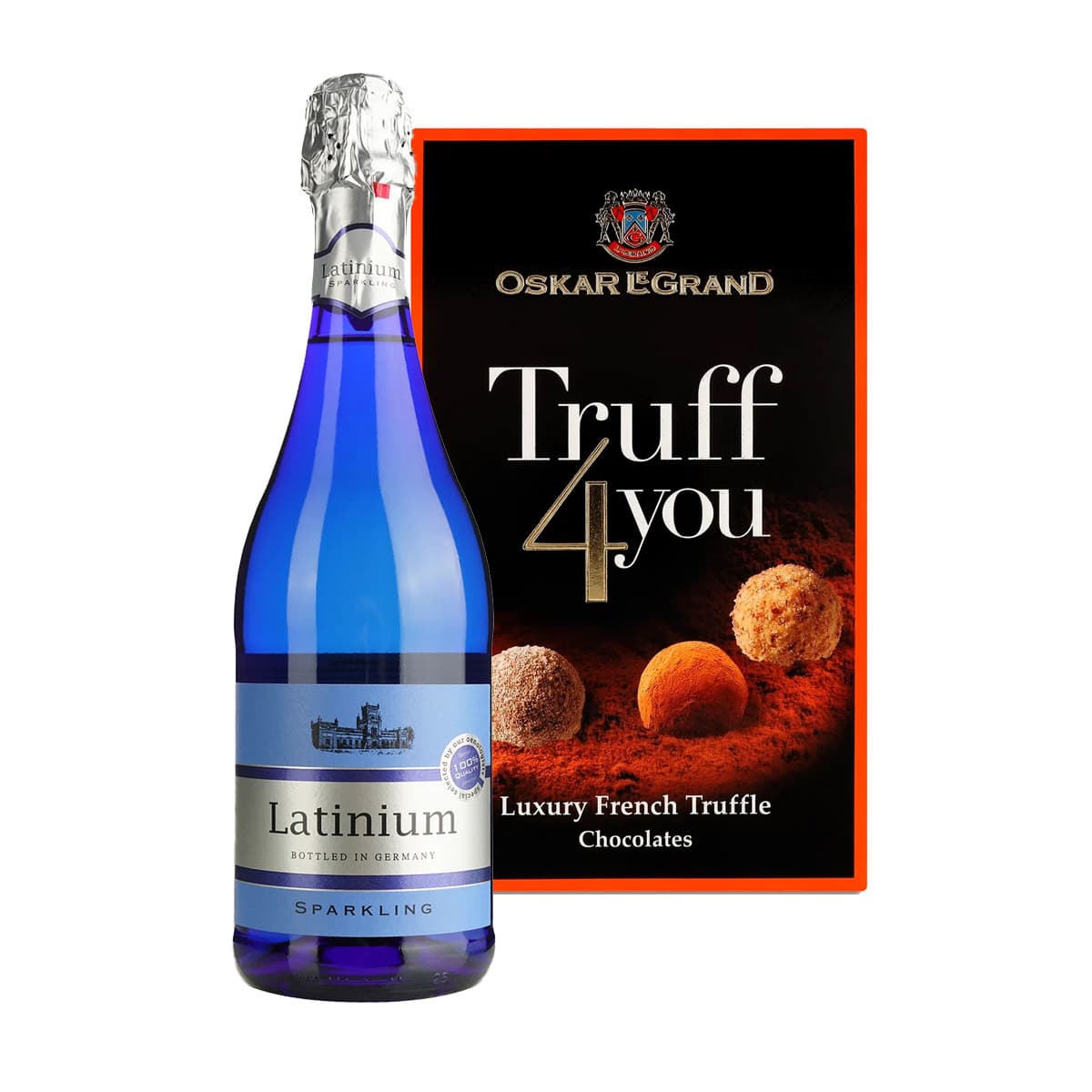 Набір: Алкогольний напій Latinium Sparkling 8.5% 0.75 л + Цукерки Oskar Le Grand Truff 4You 100 г - зображення 1