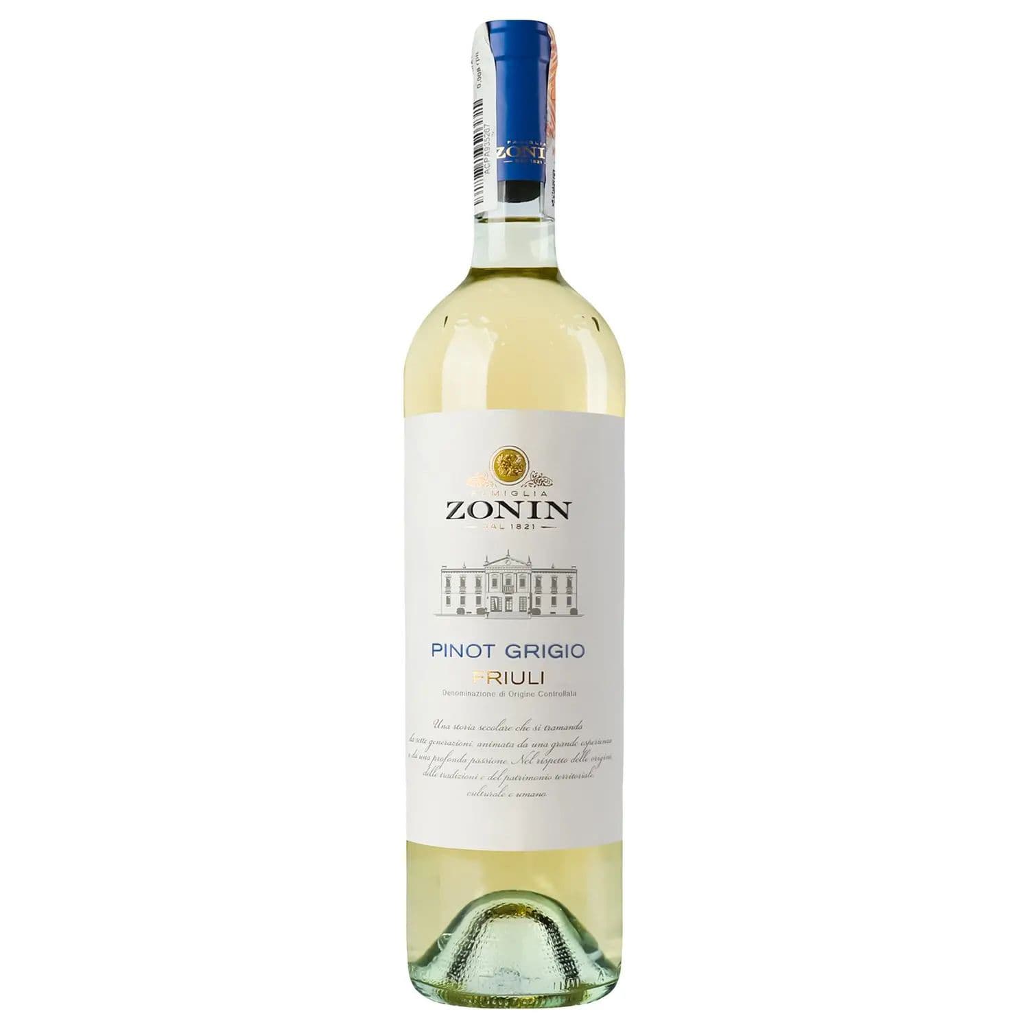 Вино Zonin Pinot Grigio IGP, біле, сухе, 13%, 0,75 л (37170) - зображення 1