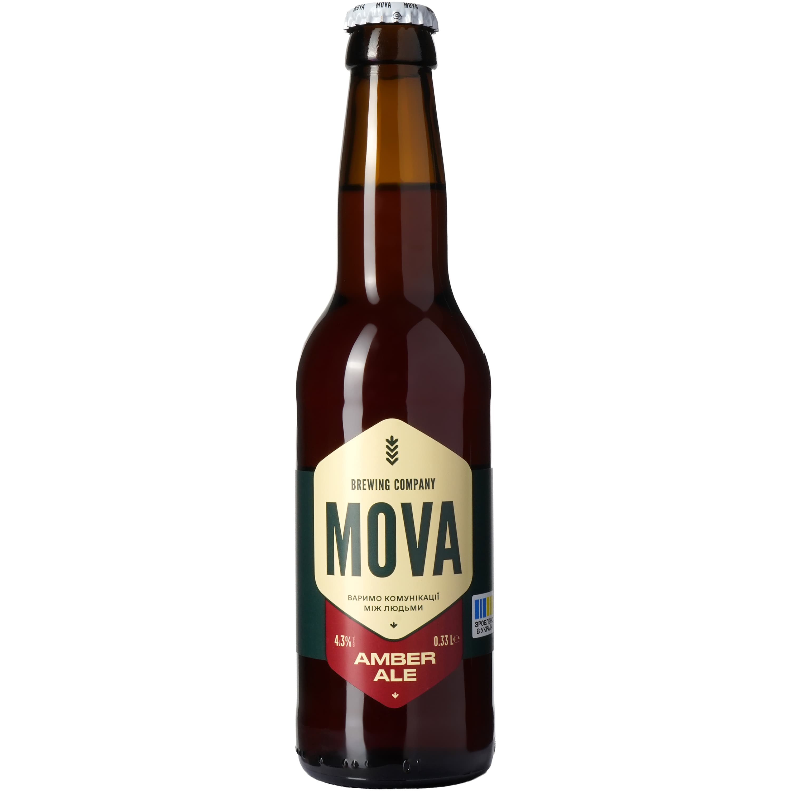Пиво MOVA Amber Ale, напівтемне, нефільтроване, 4,3%, 0,33 л - зображення 1