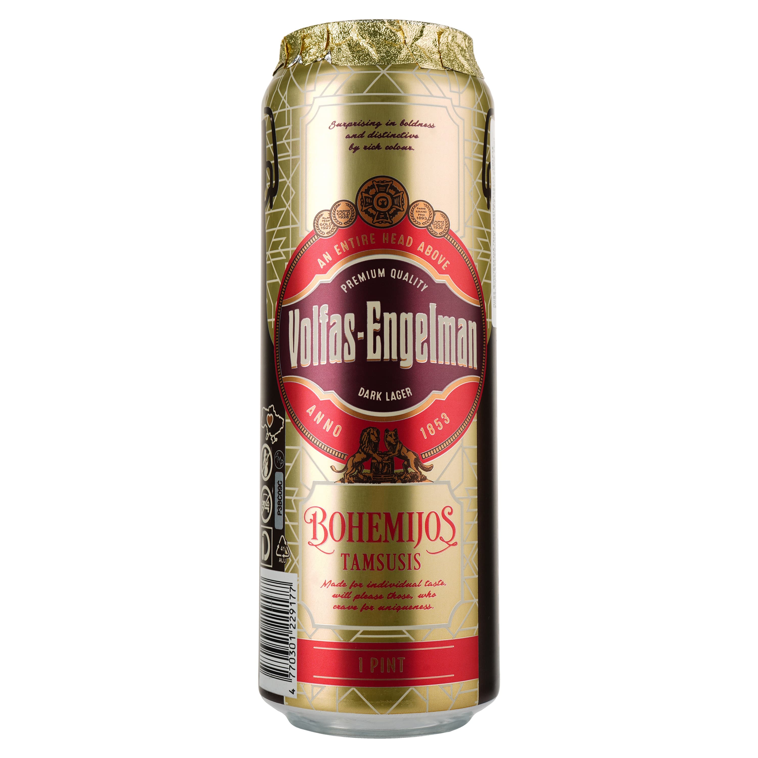 Пиво Volfas Engelman Bohemijos Dark темне, 4.2%, з/б, 0.568 л - зображення 1