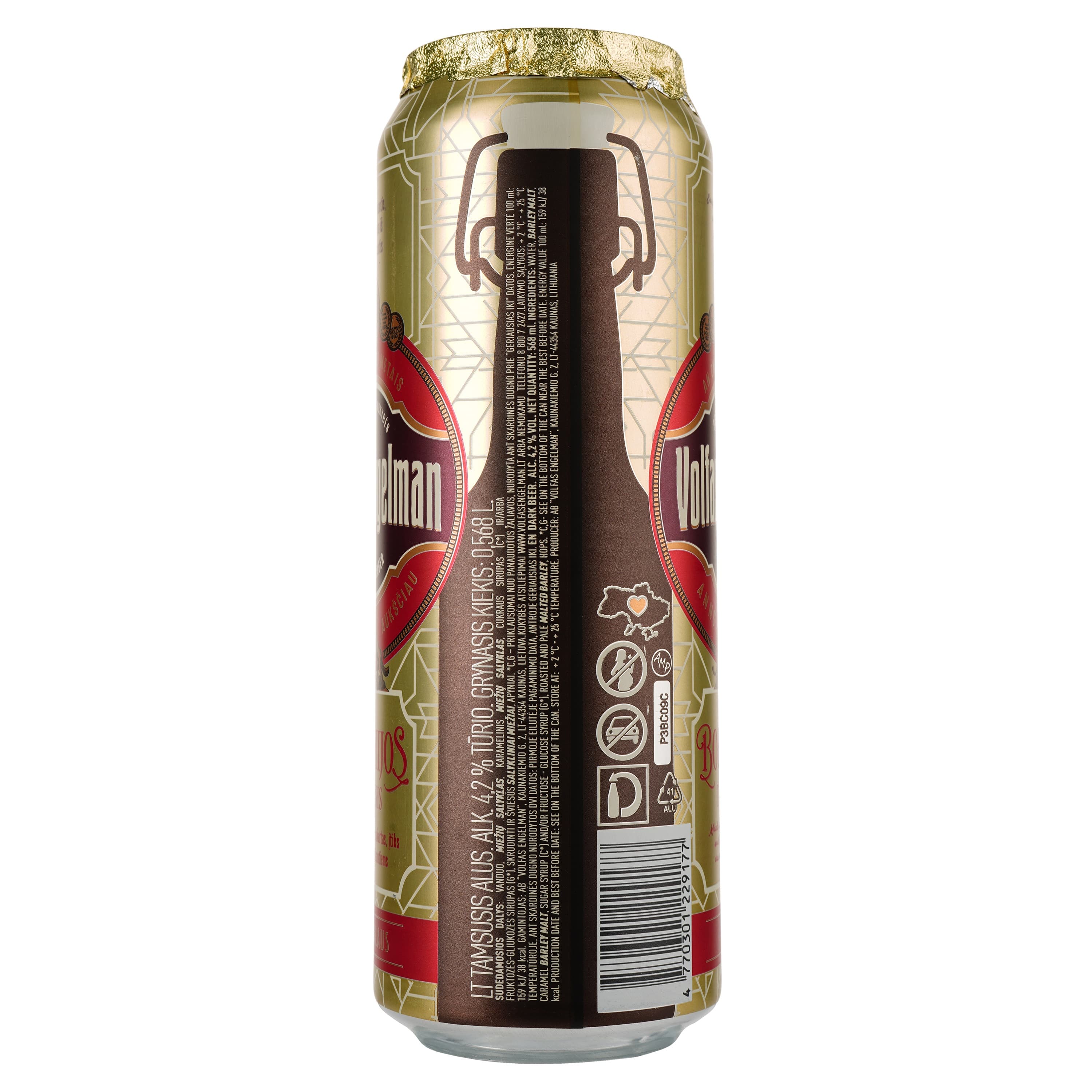 Пиво Volfas Engelman Bohemijos Dark темне, 4.2%, з/б, 0.568 л - зображення 2