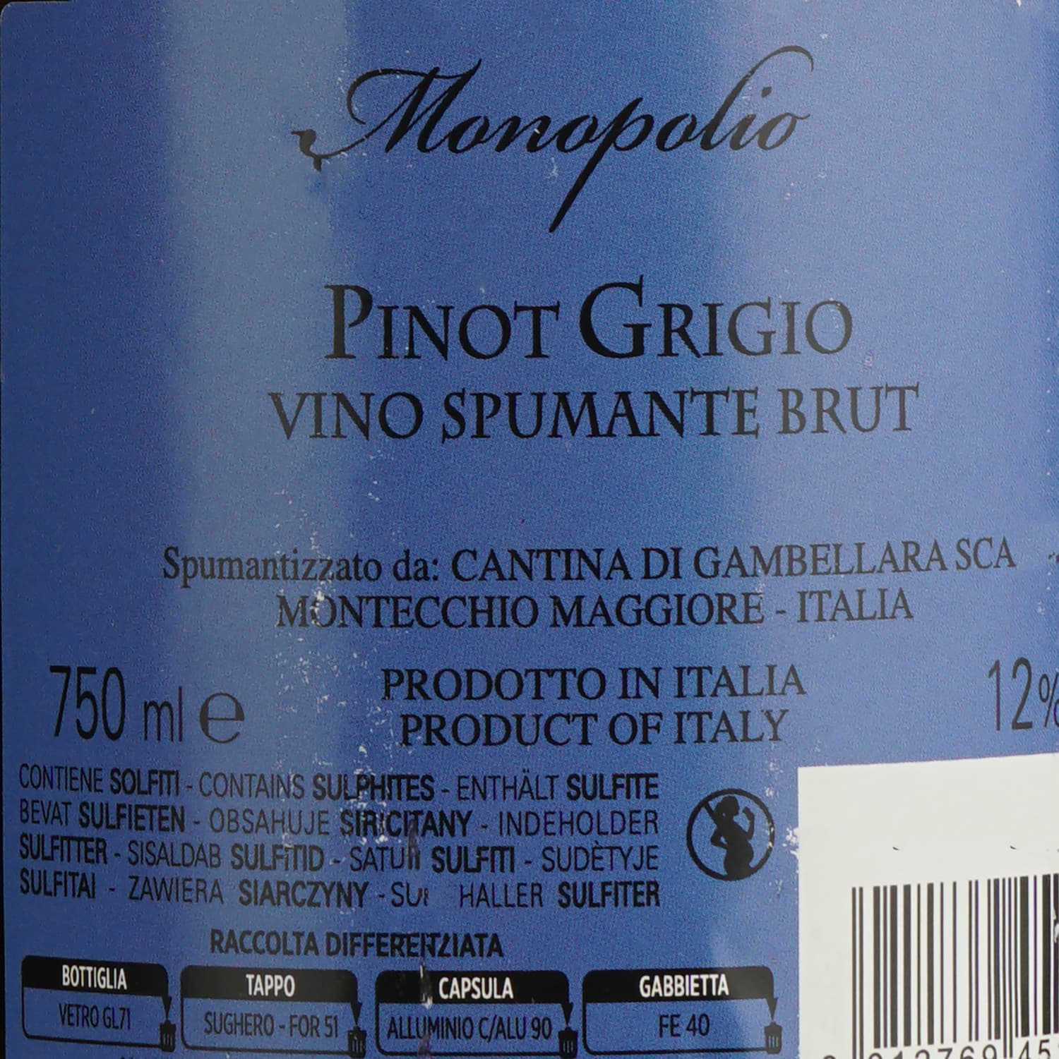 Вино ігристе Monopolio Pinot Grigio біле брют 0.75 л - зображення 4