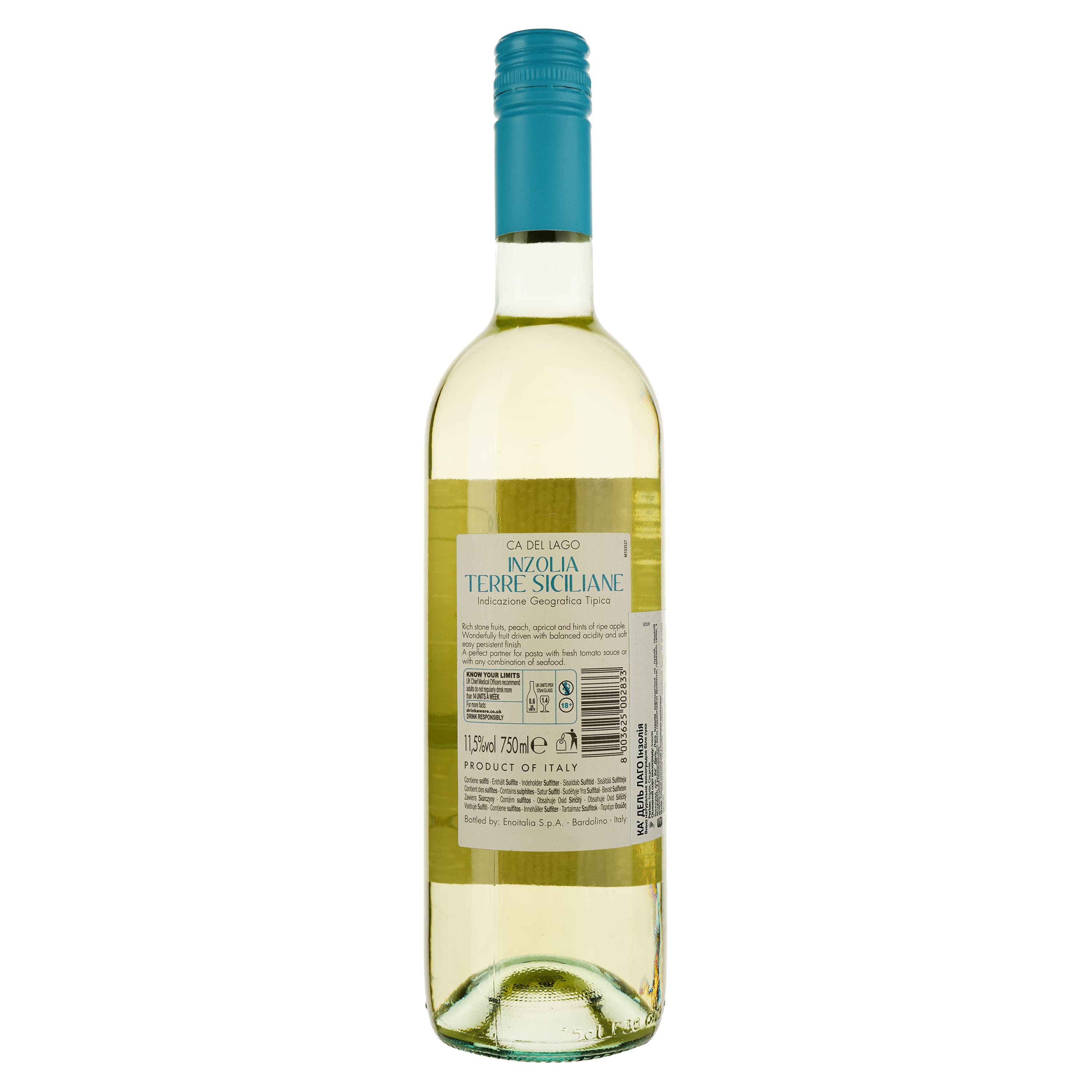 Вино Ca Del Lago Inzolia Terre Siciliane IGT Sicilia біле сухе 0.75 л - зображення 2