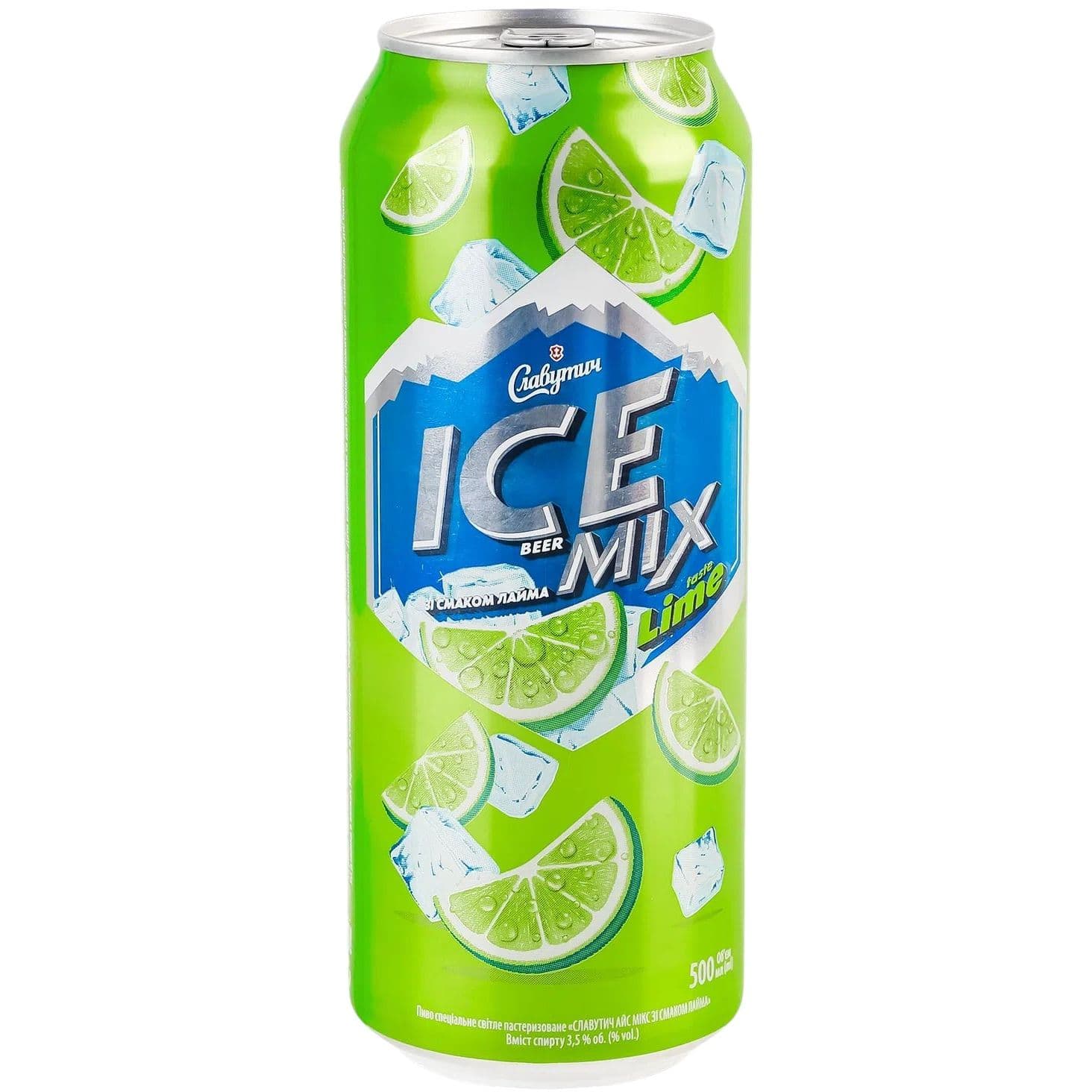 Пиво Славутич Ice Mix лайм 3.5% 0.5 л з/б - зображення 1
