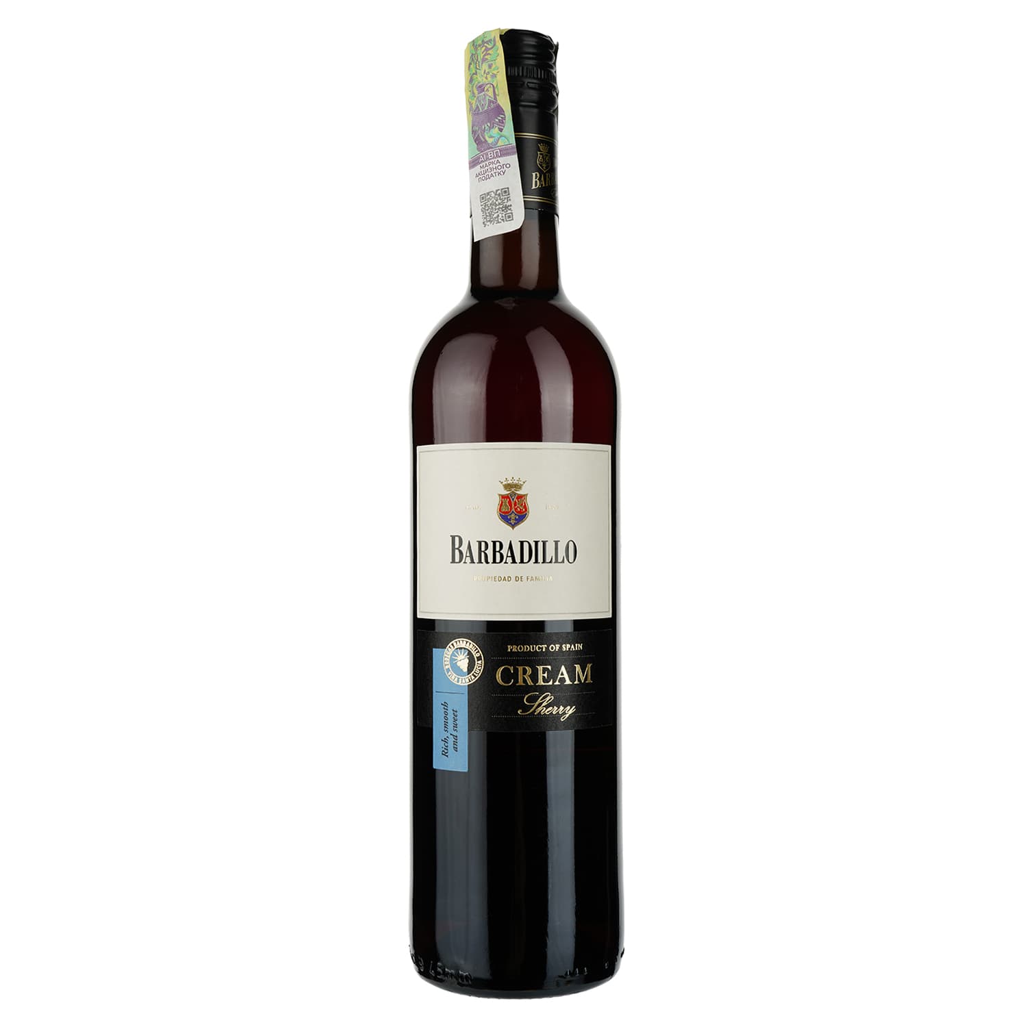Херес кріплене Bodegas Barbadillo Cream Sherry, червоне, солодке, 17,5%, 0,75 л (36379) - зображення 1