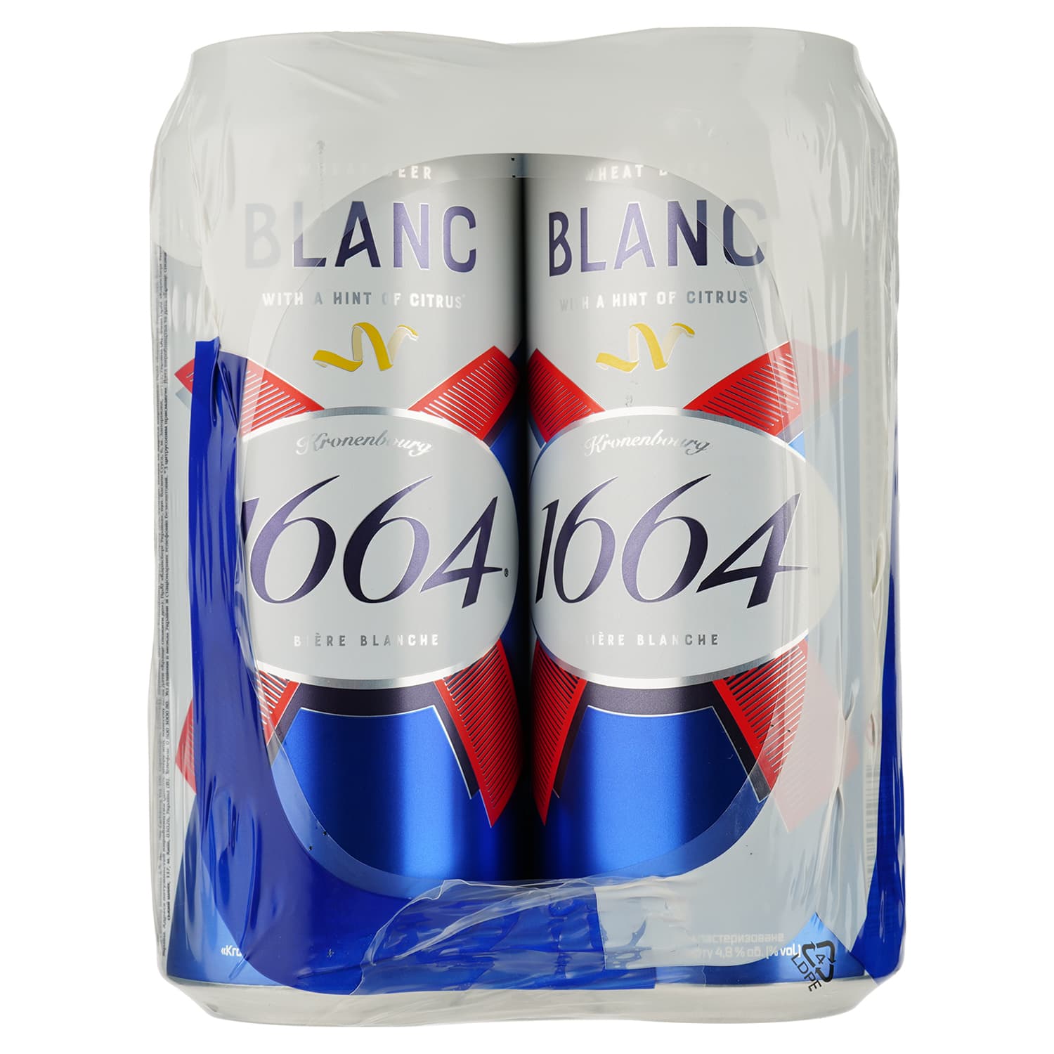 Набір пиво світле Kronenbourg 1664 Blanc спеціальне пшеничне пастеризоване 4.8% (0.5 л х 4 шт.) - зображення 2