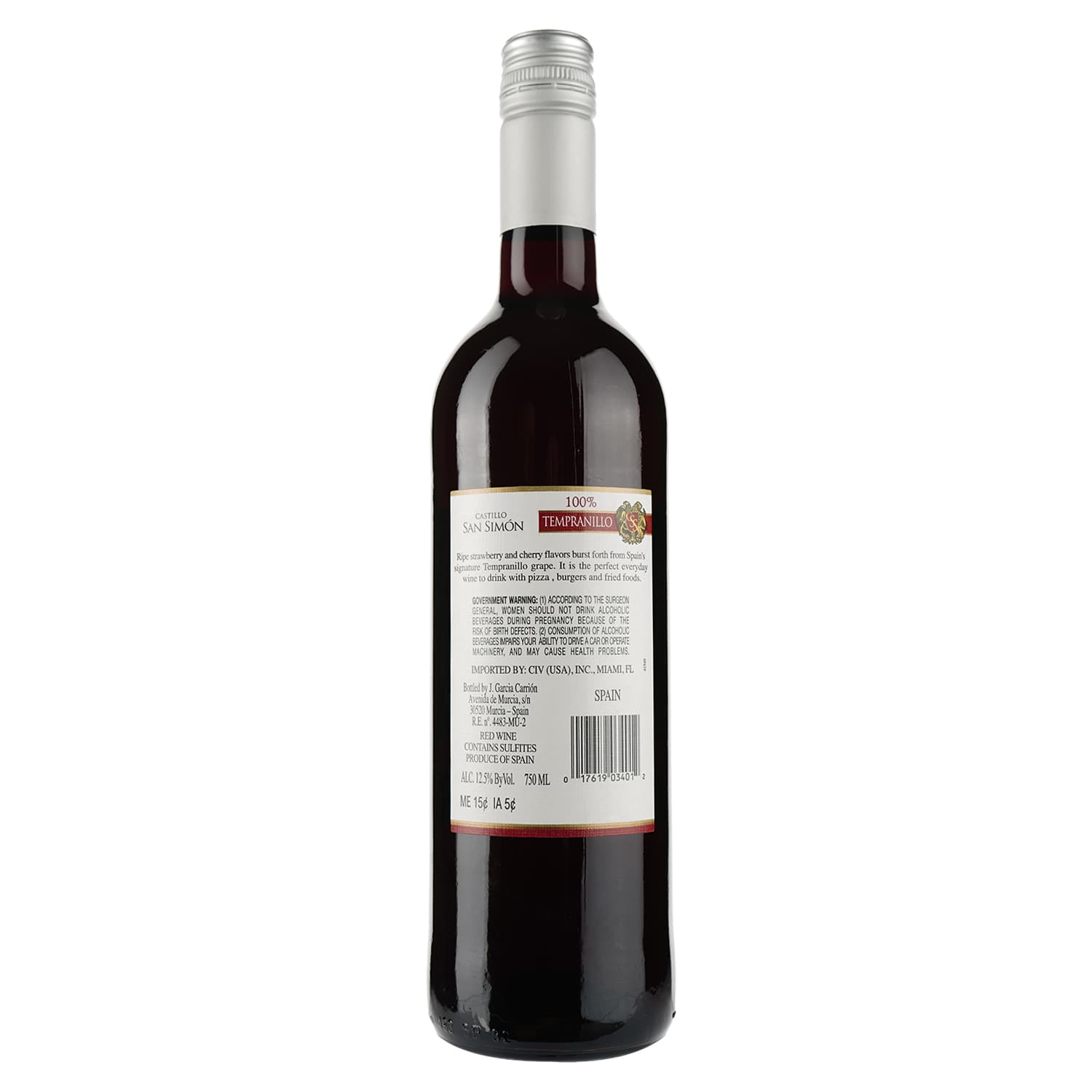 Вино Castillo San Simon Tempranillo, червоне, сухе, 12,5%, 0,75 л (27250) - зображення 2