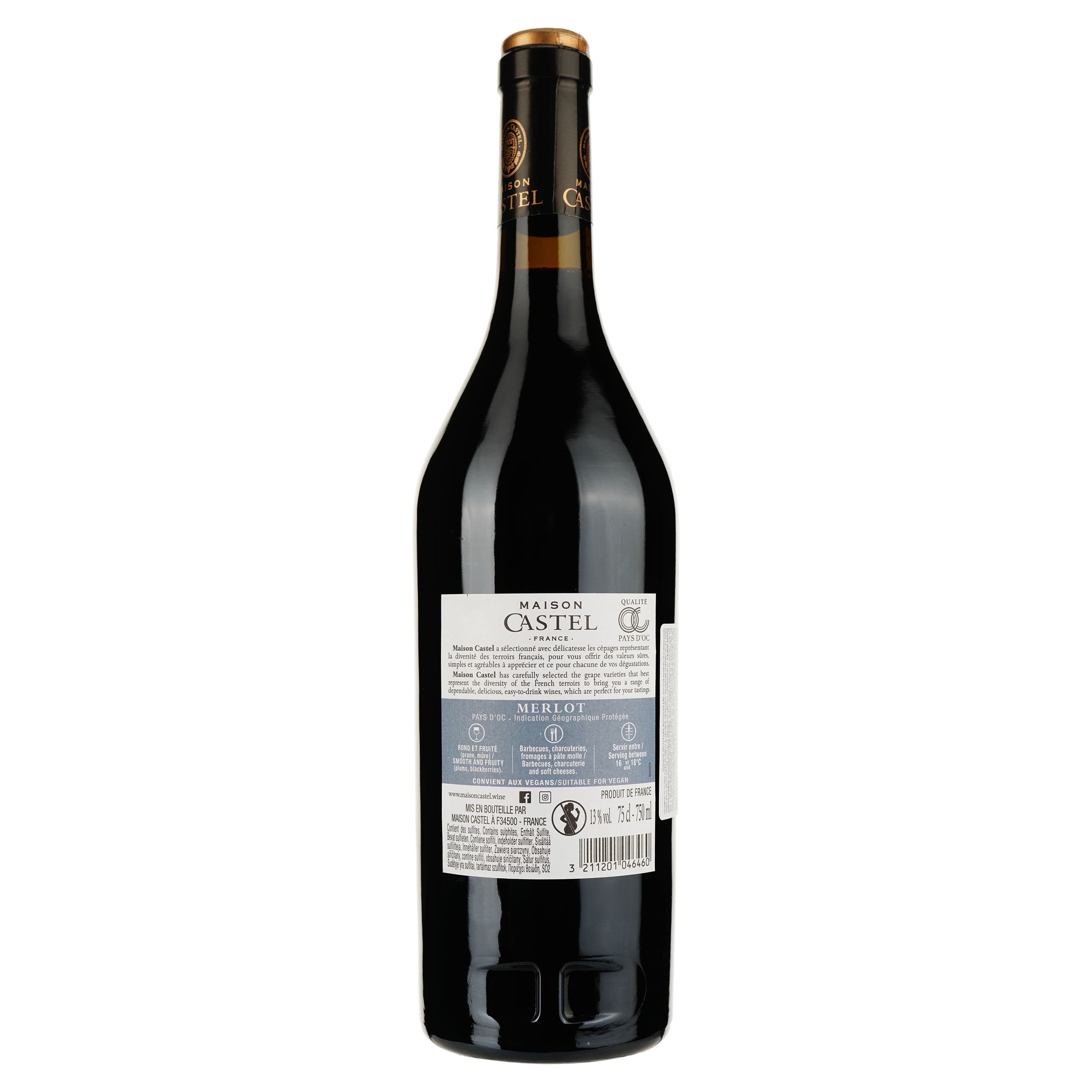 Вино Maison Castel Merlot IGP, червоне, напівсухе, 13%, 0,75 л - зображення 2