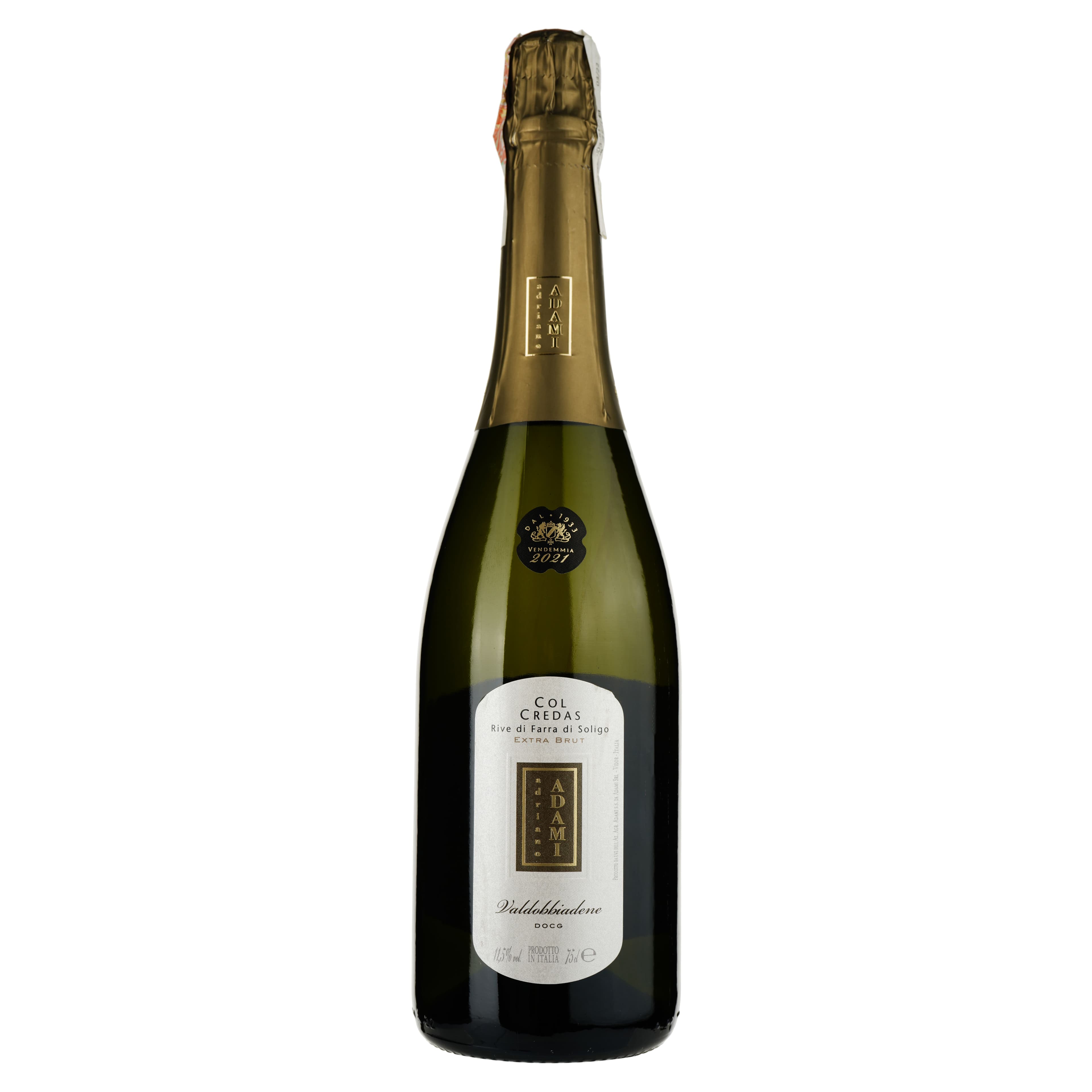 Ігристе вино Adriano Adami Col Credas Extra Brut, біле, екстра-брют, 11%, 0,75 л - зображення 1