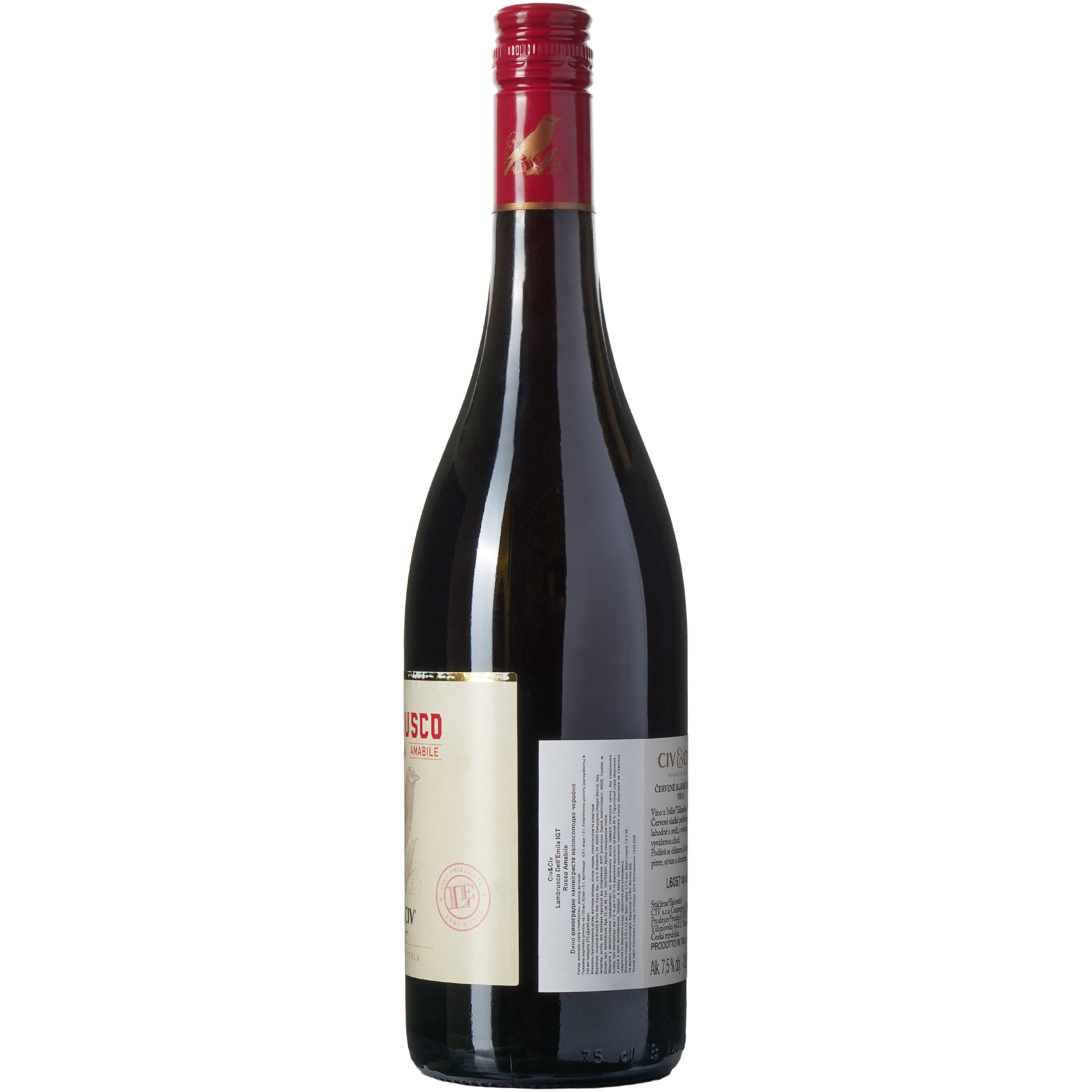 Вино напівігристе Civ&Civ Lambrusco dell'Emilia Rosso Amabile напівсолодке червоне 0.75 л - зображення 4