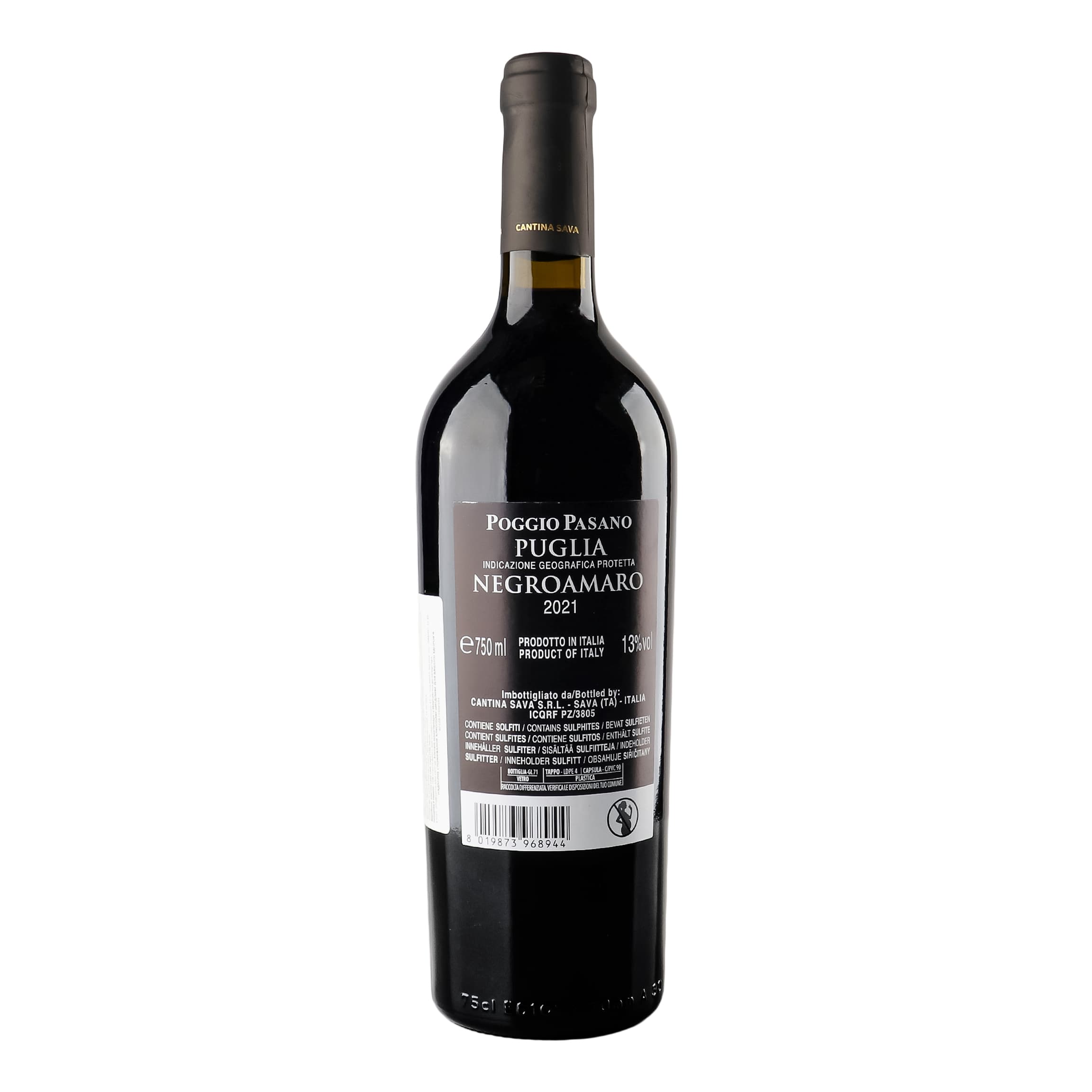 Вино Cantina Sava Poggio Pasano Negroamaro Puglia червоне сухе 0.75 л - зображення 3