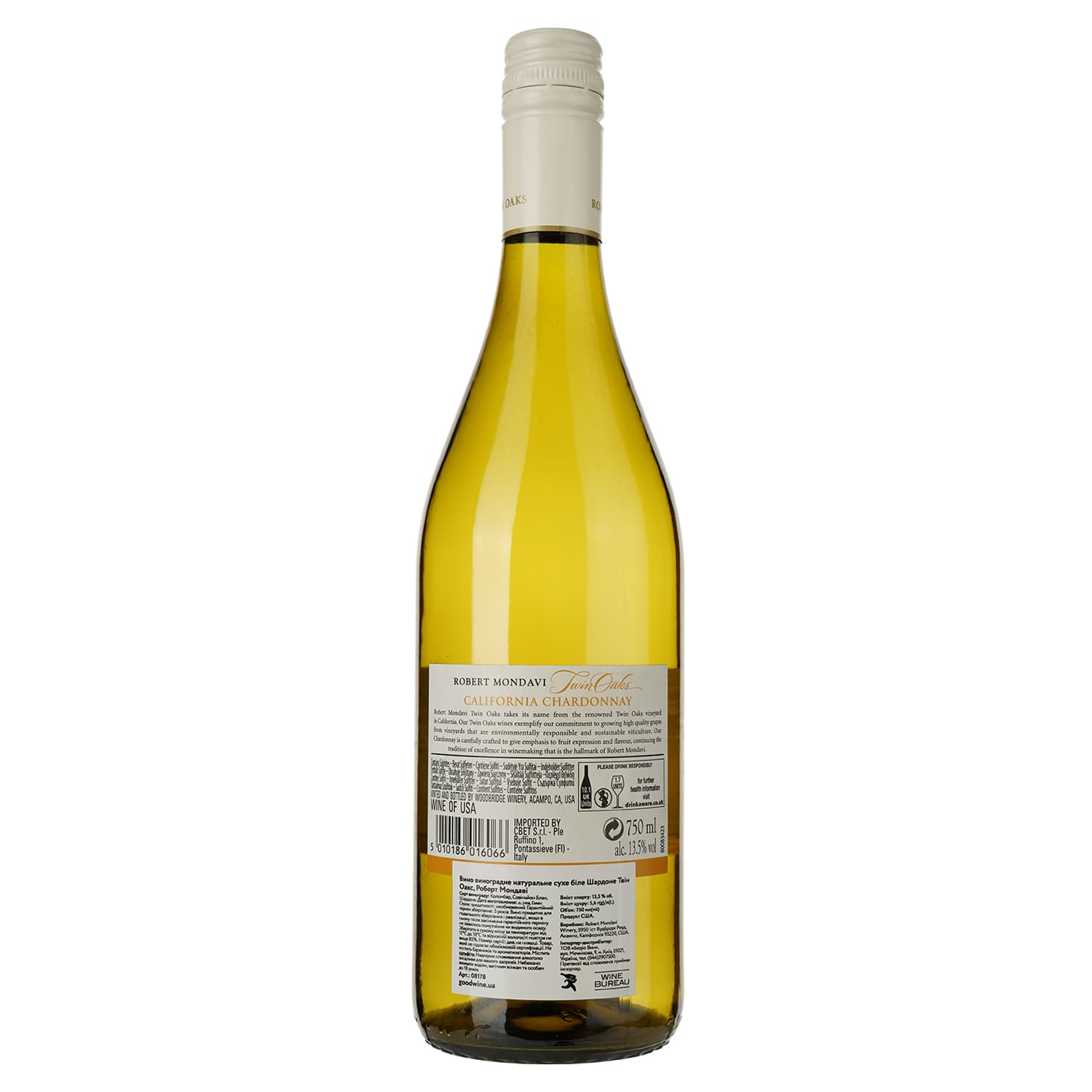 Вино Robert Mondavi Twin Oaks Chardonnay, біле, сухе, 13,5%, 0,75 л (8178) - зображення 2