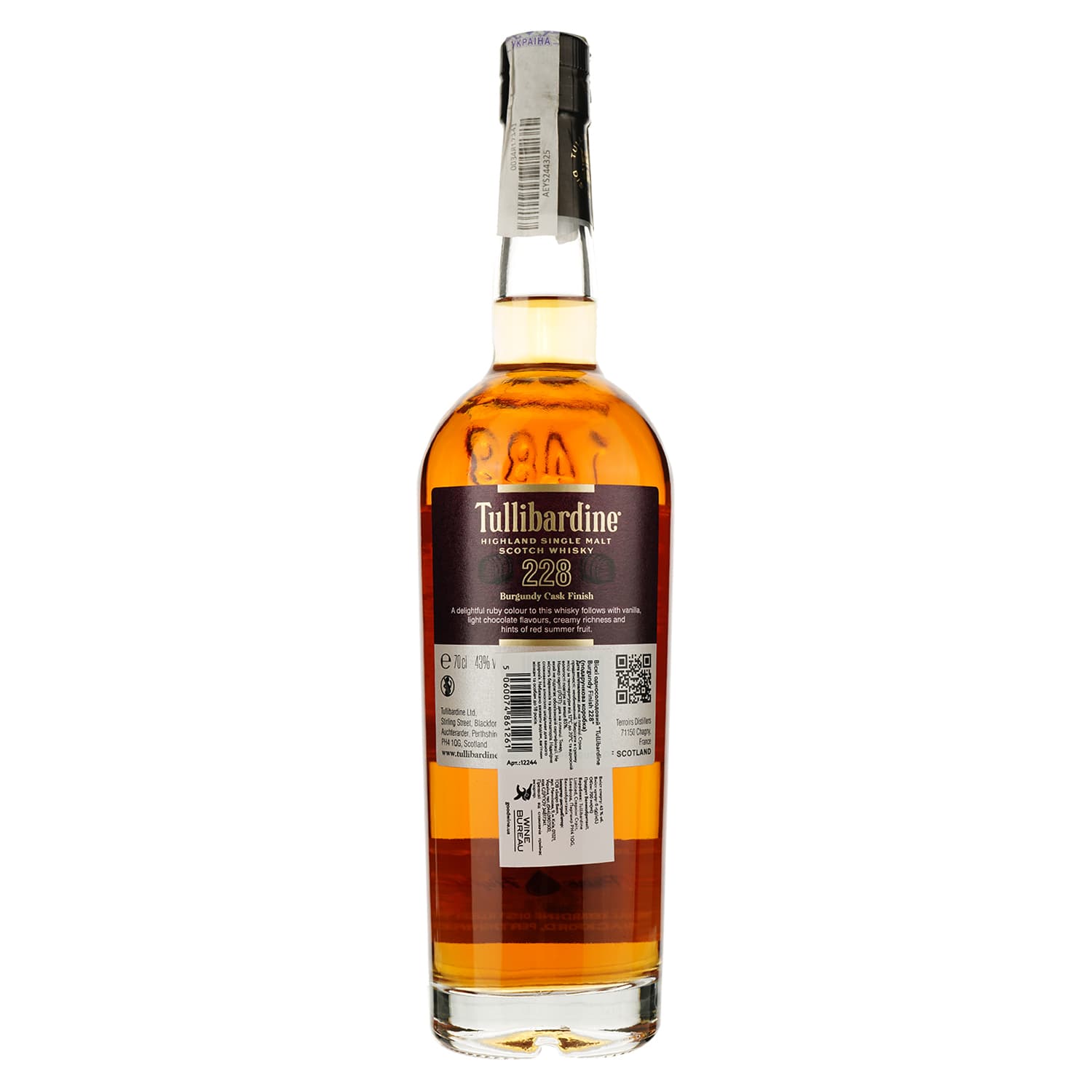 Віскі Tullibardine Burgundy Finish 228 Single Malt Scotch Whisky 43% 0.7 л - зображення 3