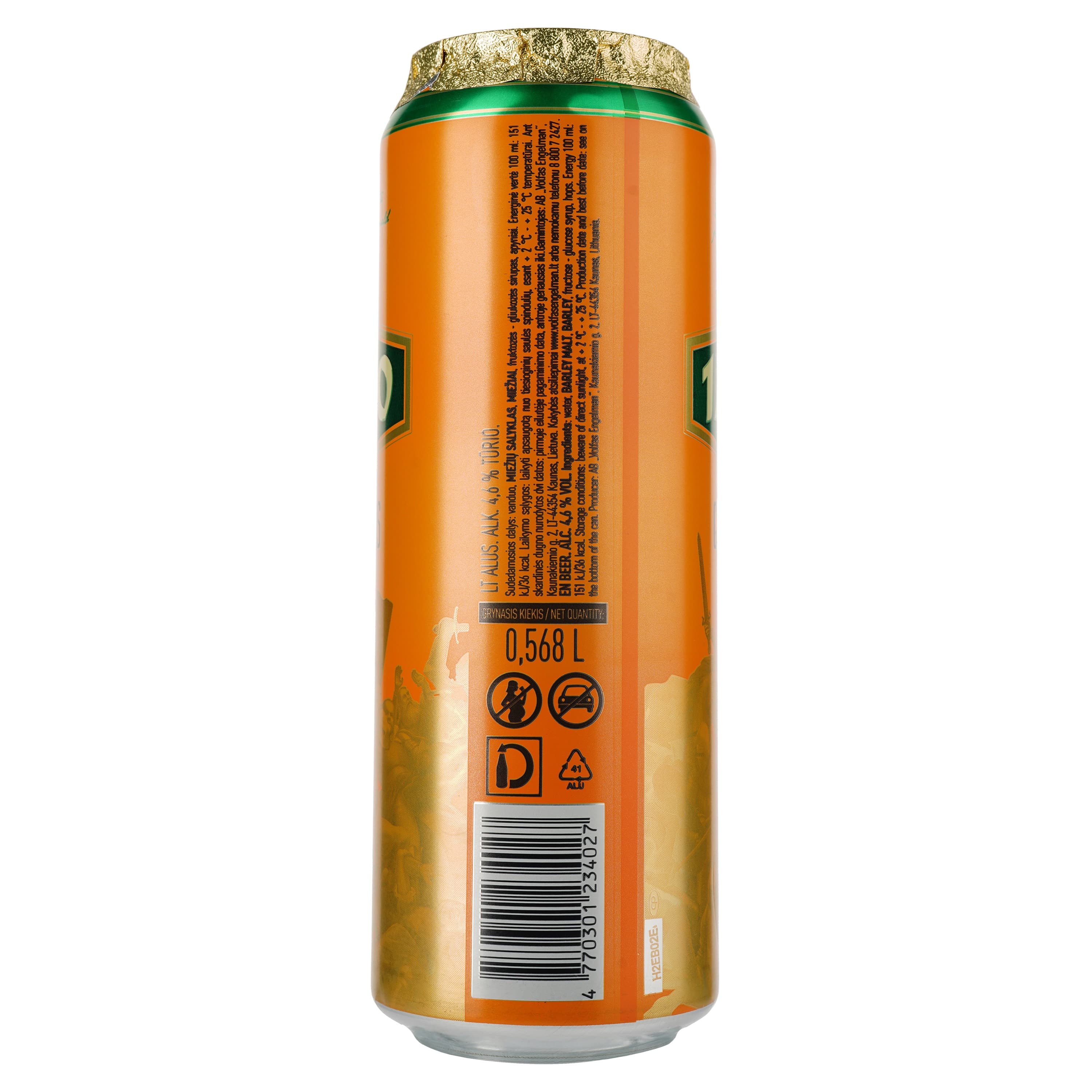 Пиво Volfas Engelman 1410 Amberis світле, 4.6%, з/б, 0.568 л - зображення 2